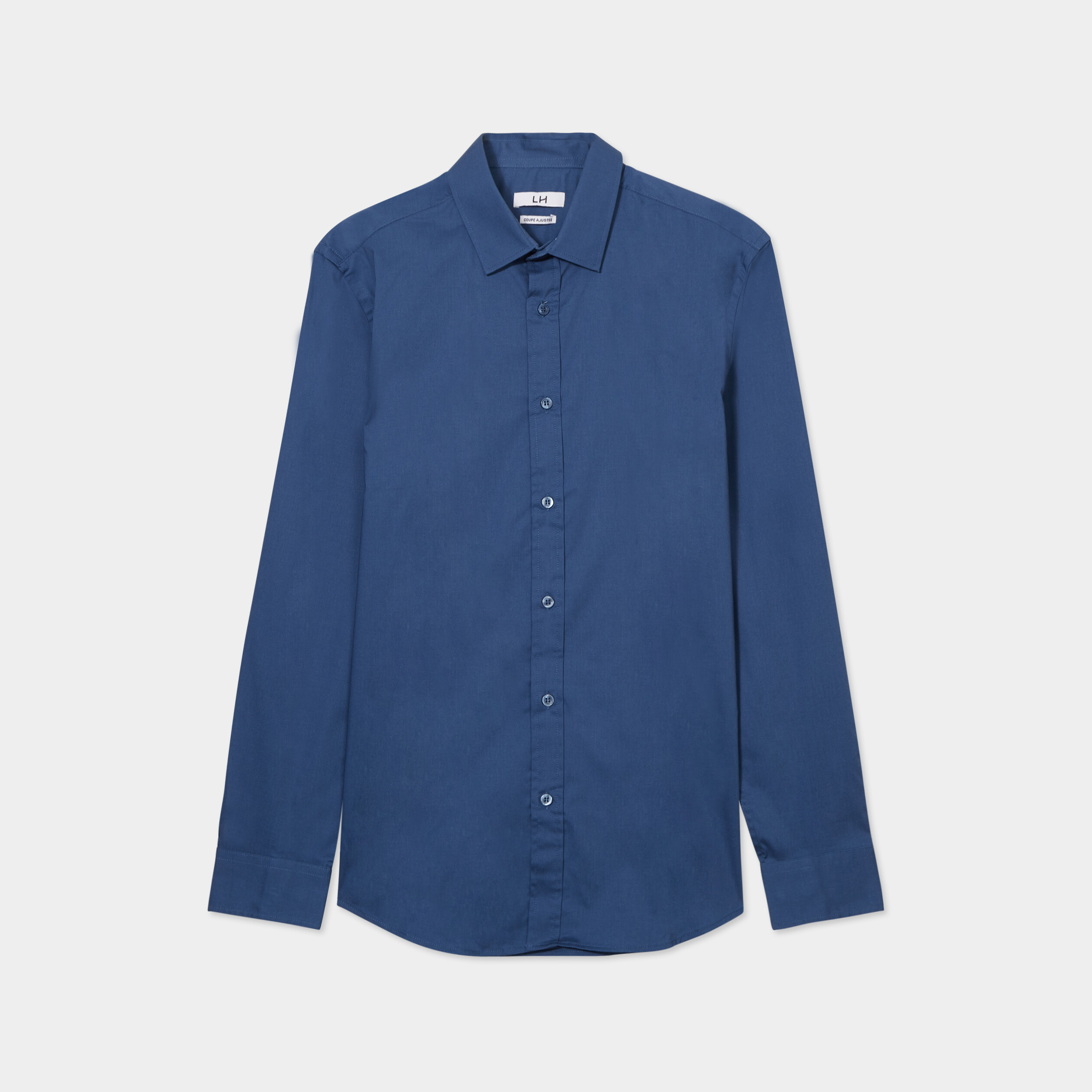 chemise effet stretch manches longues bleu fonce homme Chemise effet stretch manches longues bleu foncé homme