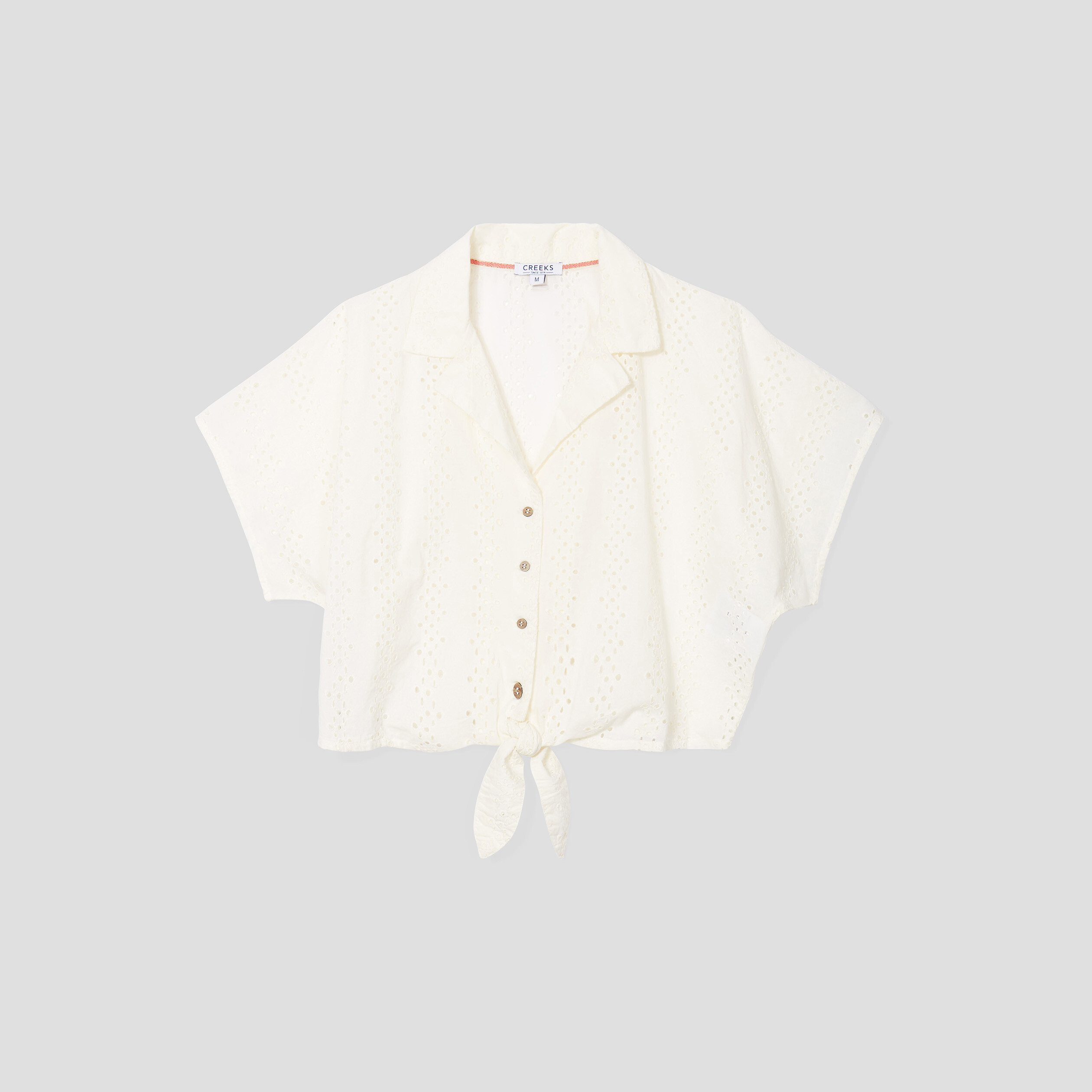 Chemise cropped broderie anglaise Creeks jaune clair femme