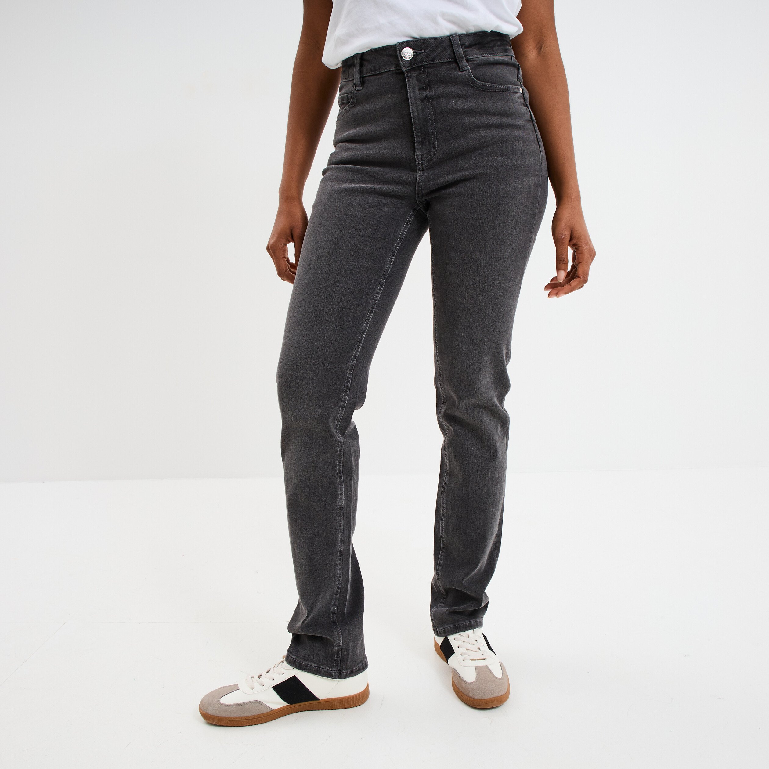 jeans regular 5 poches coton creeks denim gris femme Jeans regular 5 poches coton Creeks denim gris femme