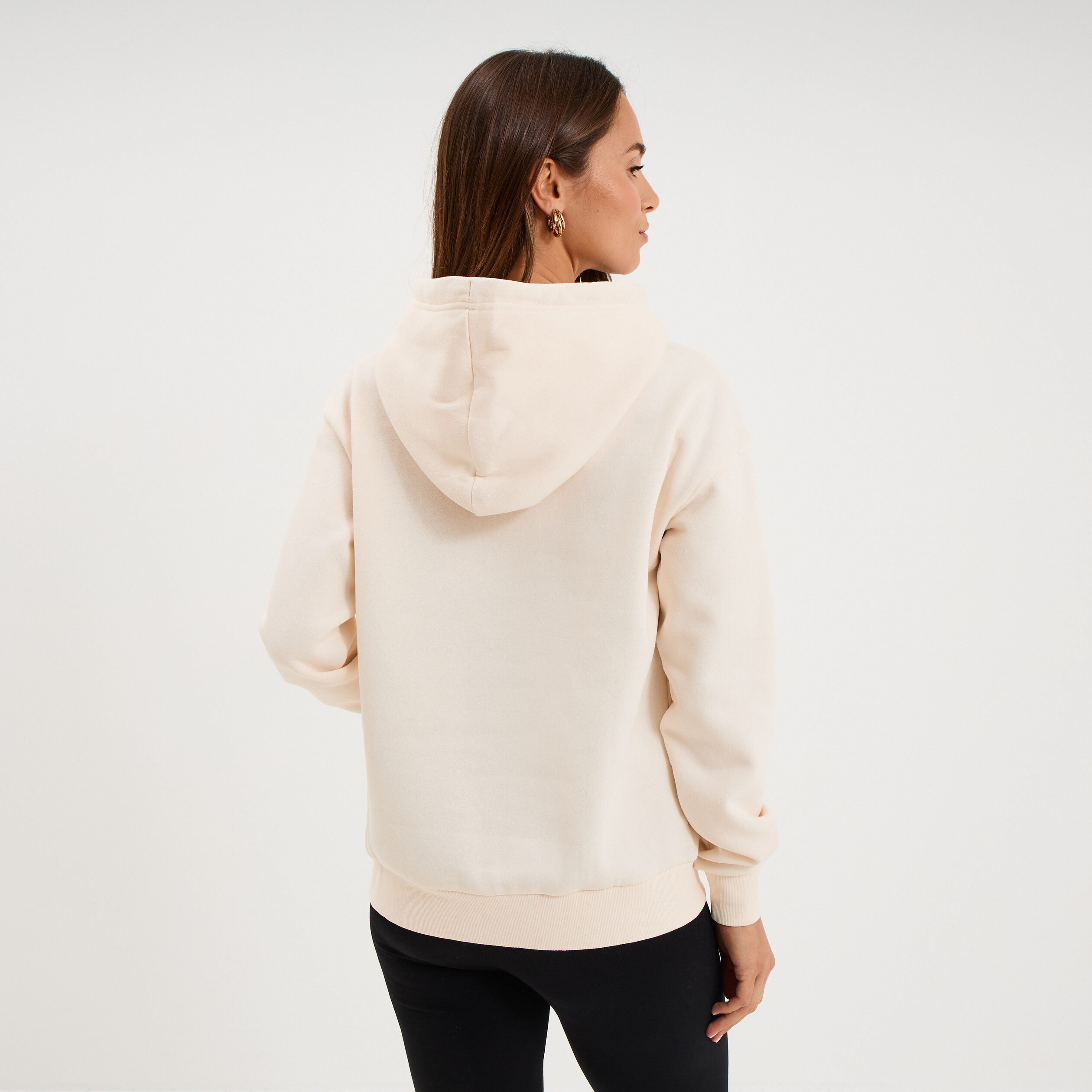 Sweat hoodie molleton &agrave; capuche sable femme