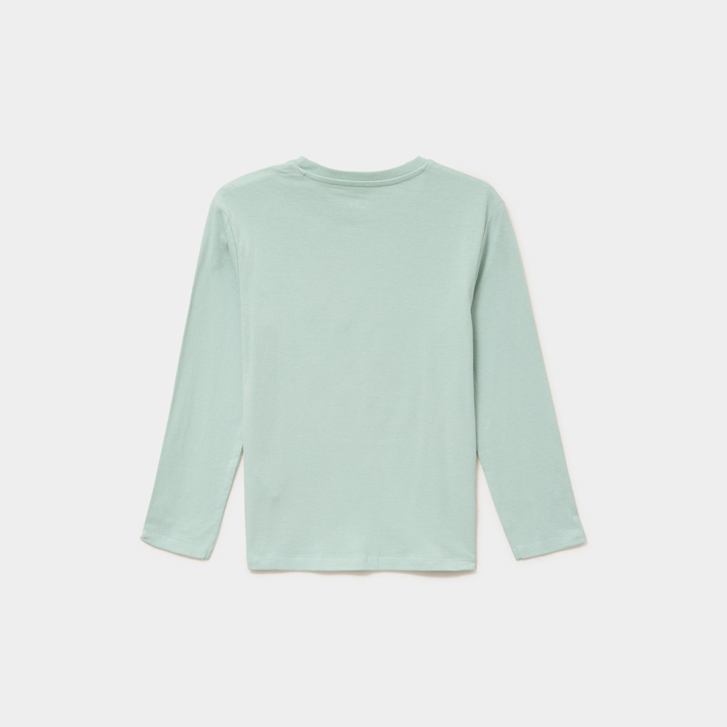 T-shirt manches longues coton vert pastel gar&ccedil;on