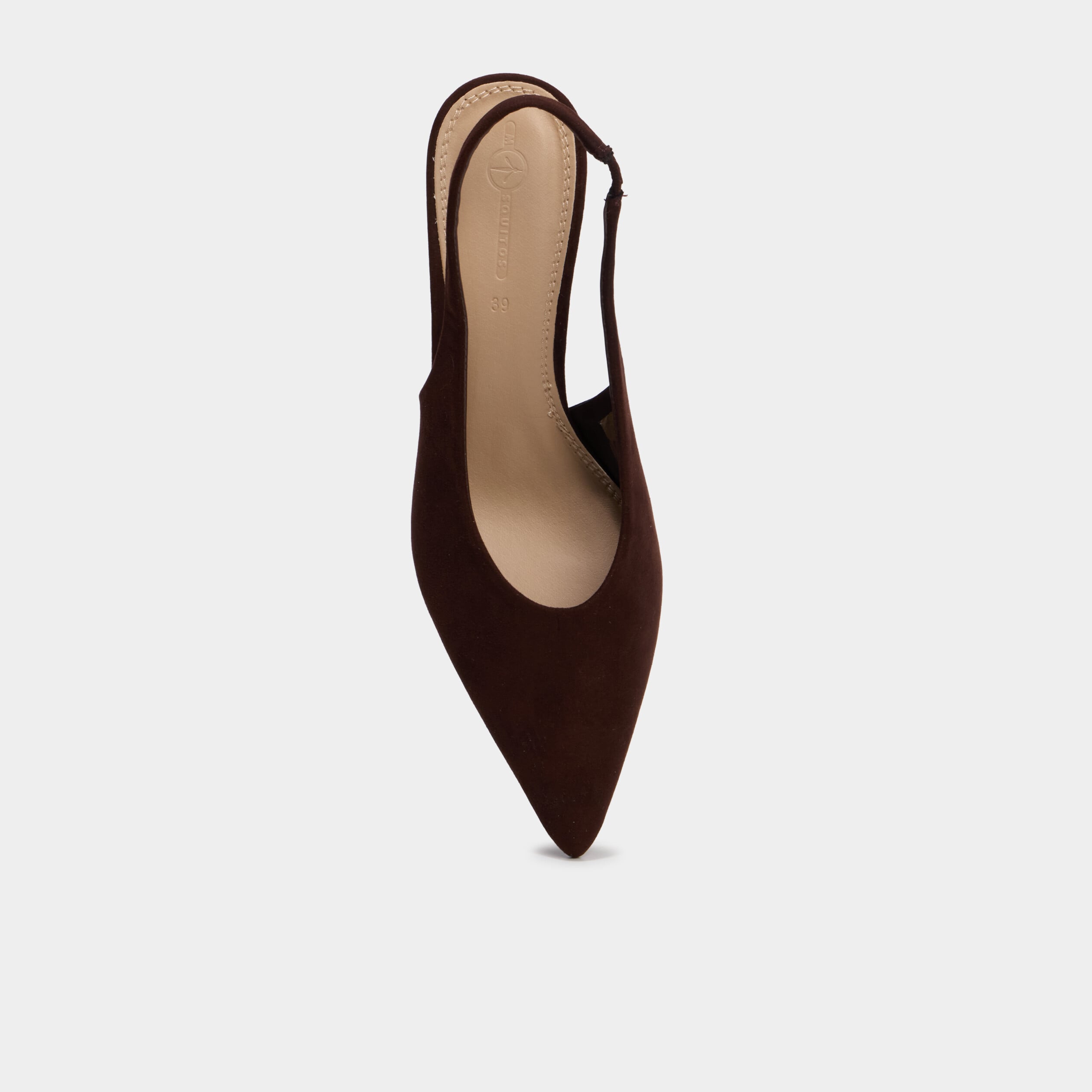 Escarpins slingback &agrave; talons aiguilles marron fonc&eacute; femme