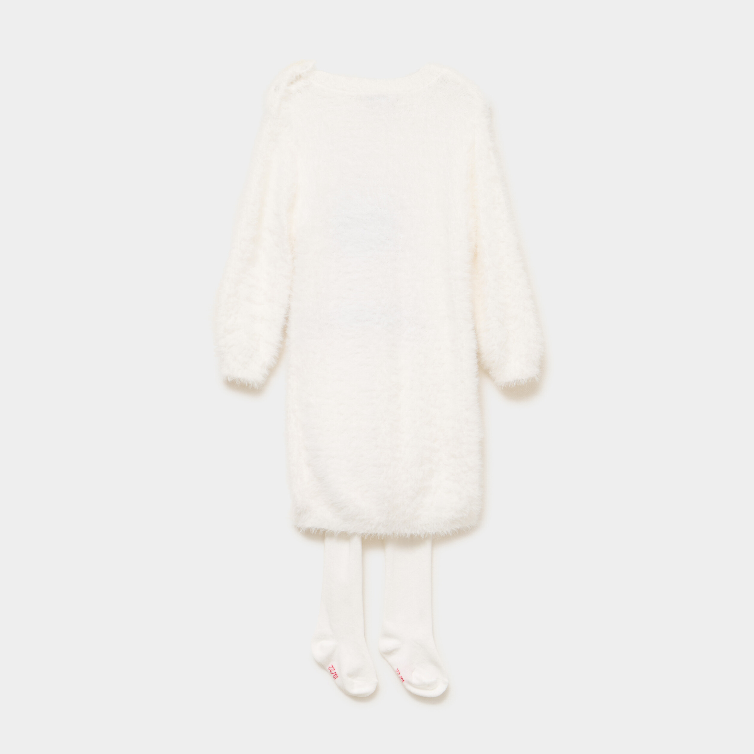 Ensemble robe et collants blanc b&eacute;b&eacute; fille