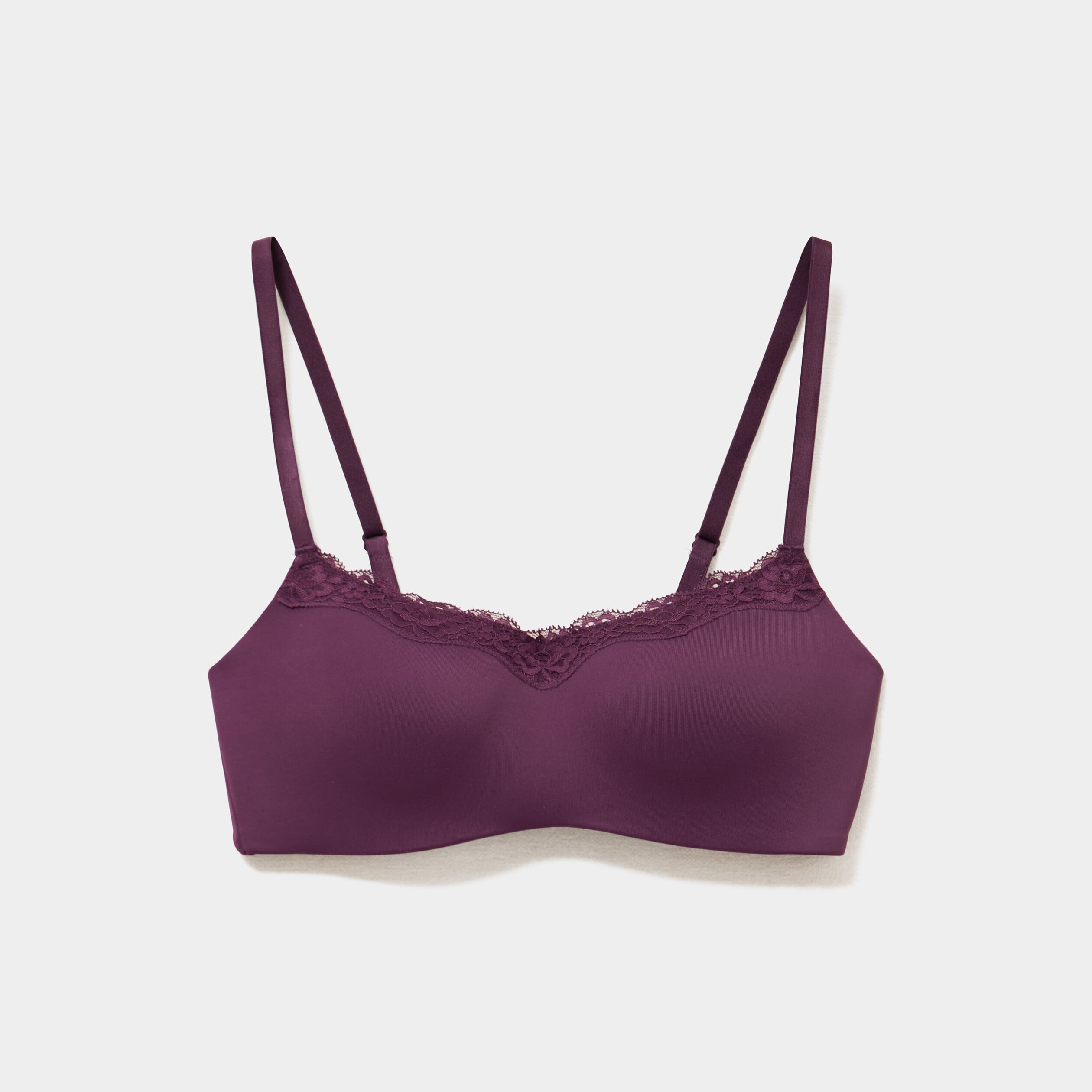 Soutien-gorge bandeau bretelles fines prune femme
