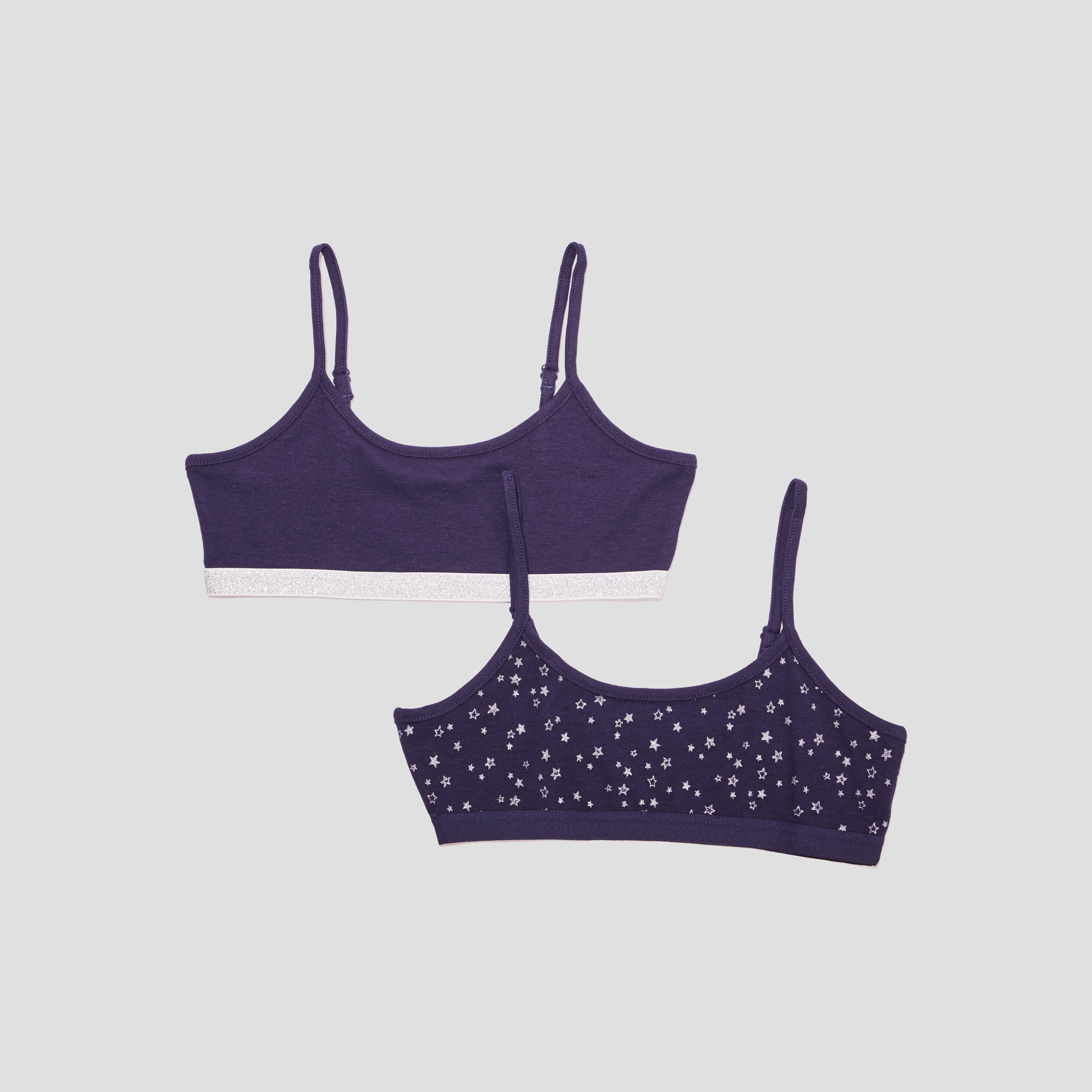 lot de 2 brassieres coton bleu marine fille Lot de 2 brassières coton bleu marine fille
