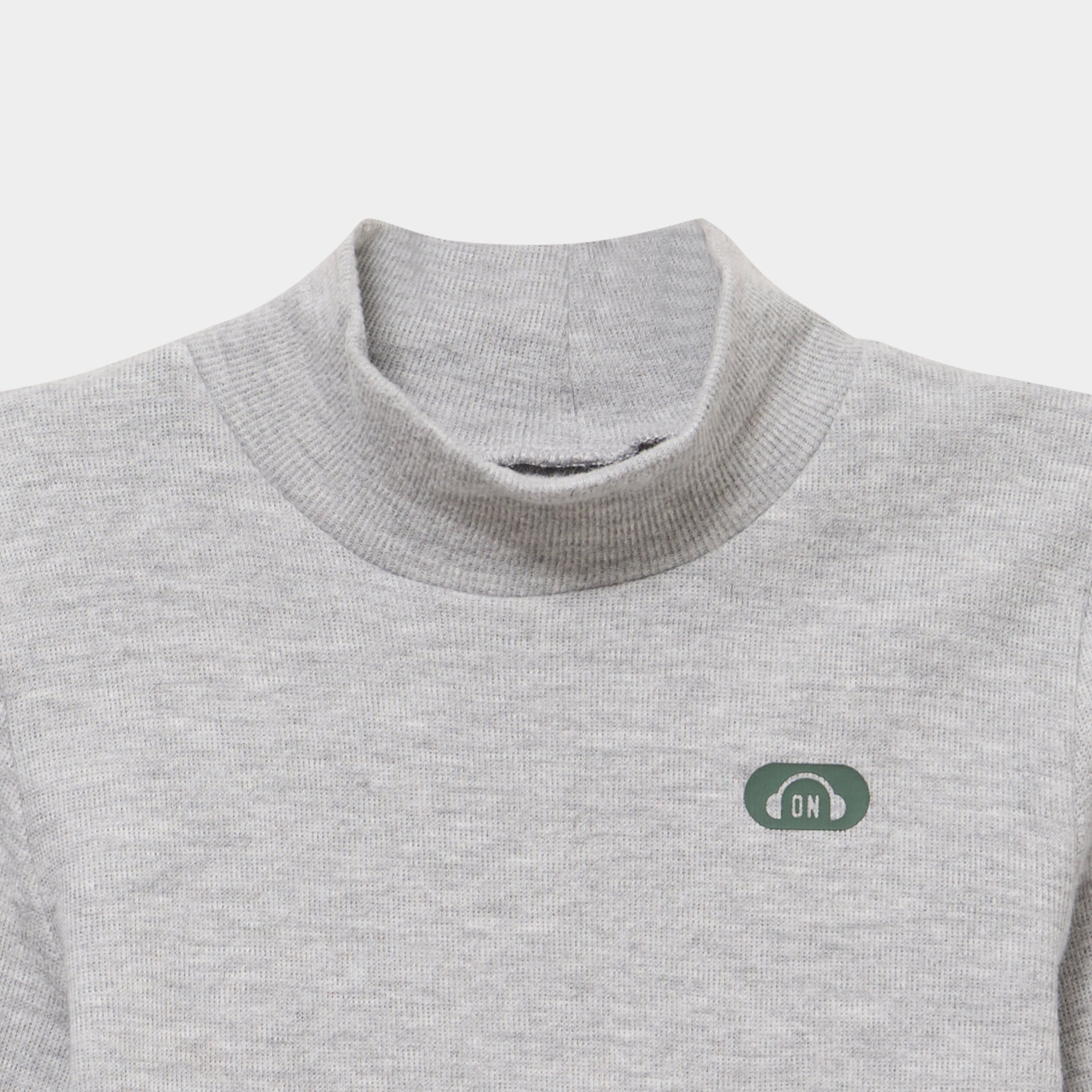 T-shirt col montant manches longues gris clair gar&ccedil;on