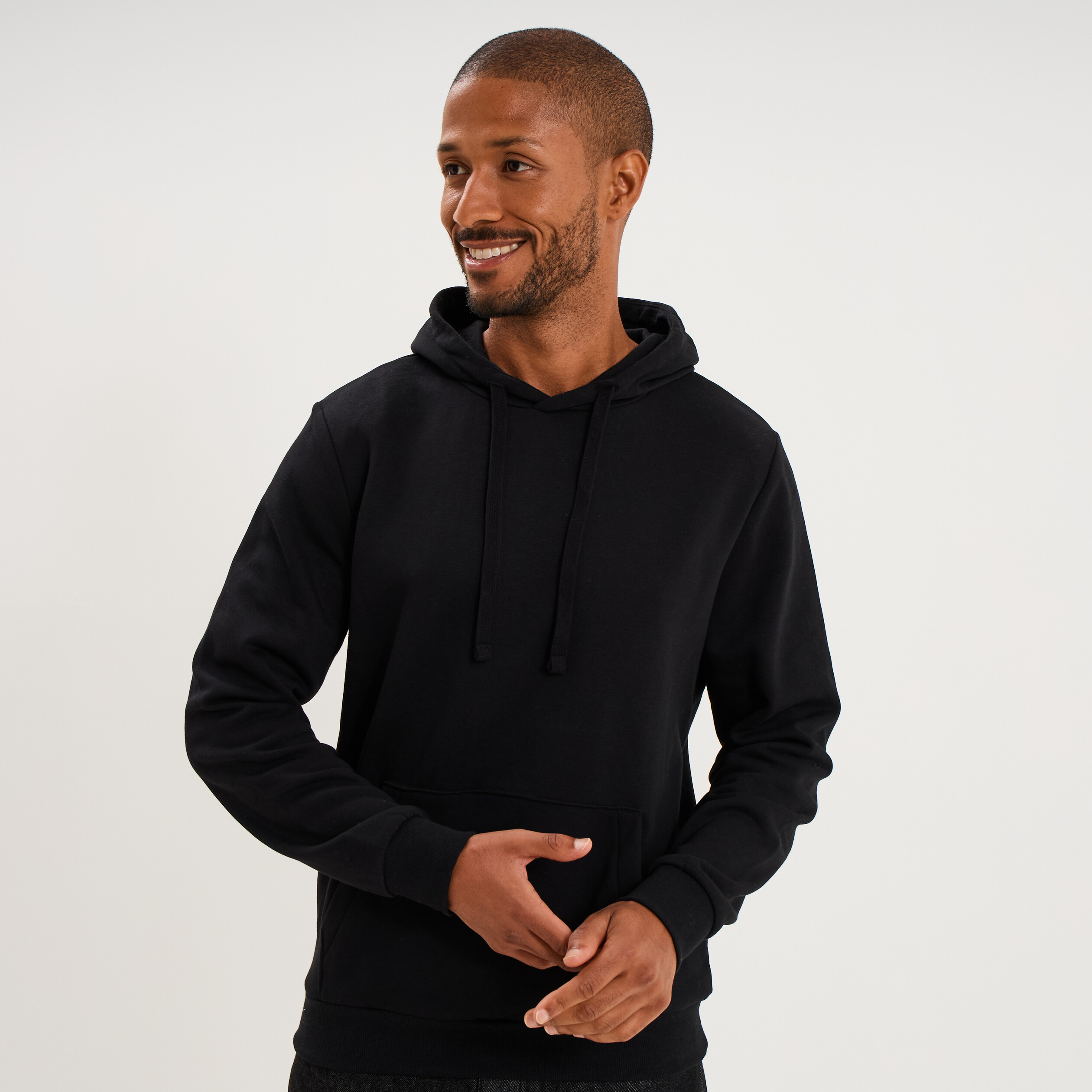 Sweat molleton &agrave; capuche hoodie noir homme