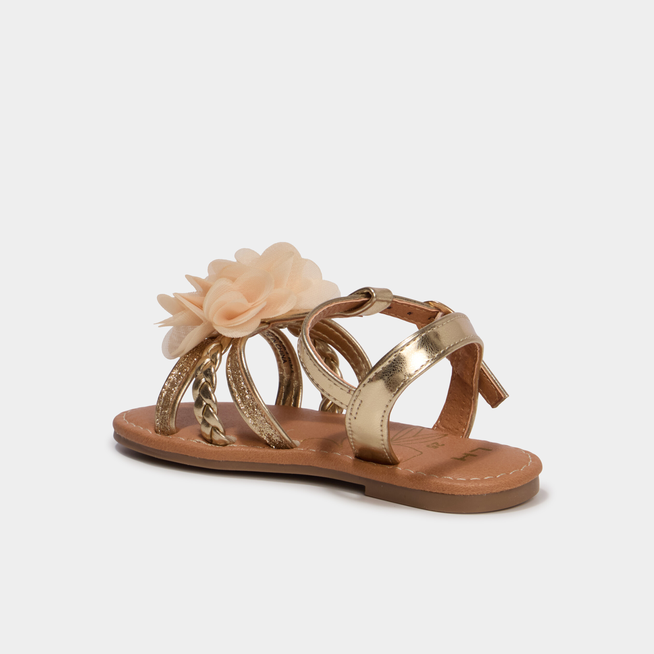Sandales avec d&eacute;tails froufrous jaune or fille
