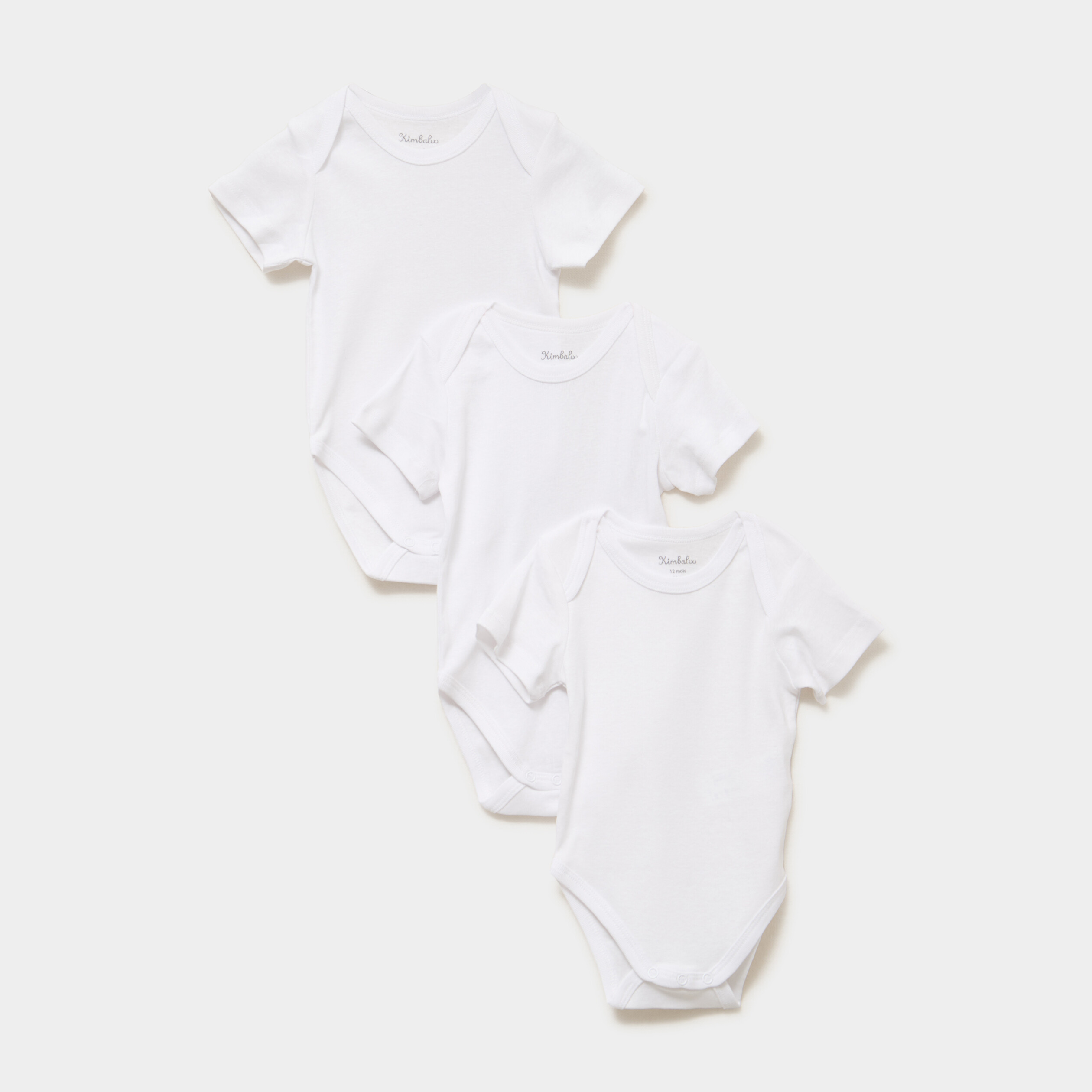 Lot 3 bodies US coton manches courtes blanc b&eacute;b&eacute;