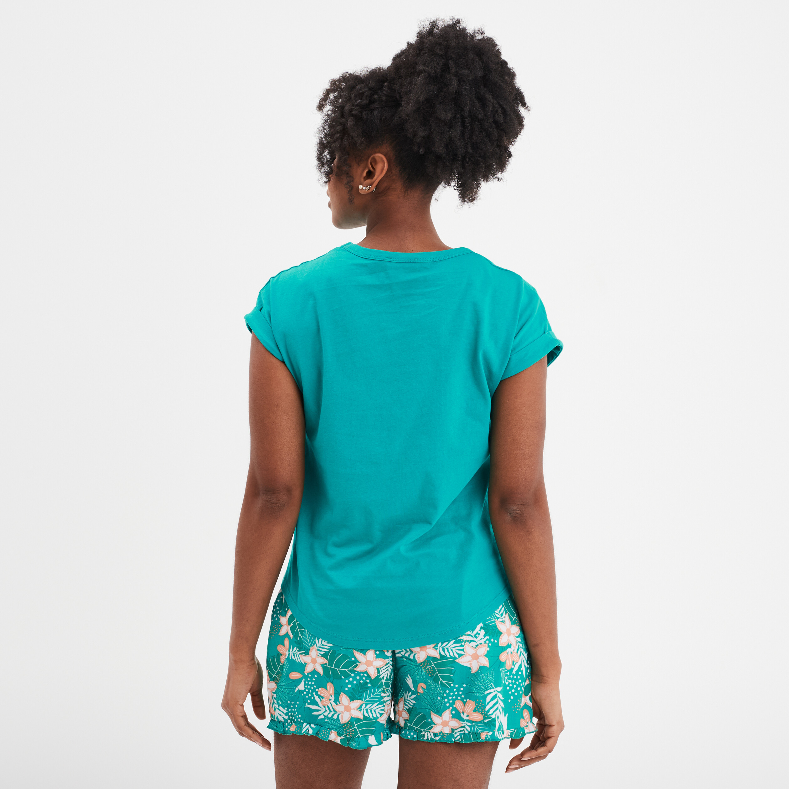 ensemble pyjama short et t shirt vert femme Ensemble pyjama short et t-shirt vert femme