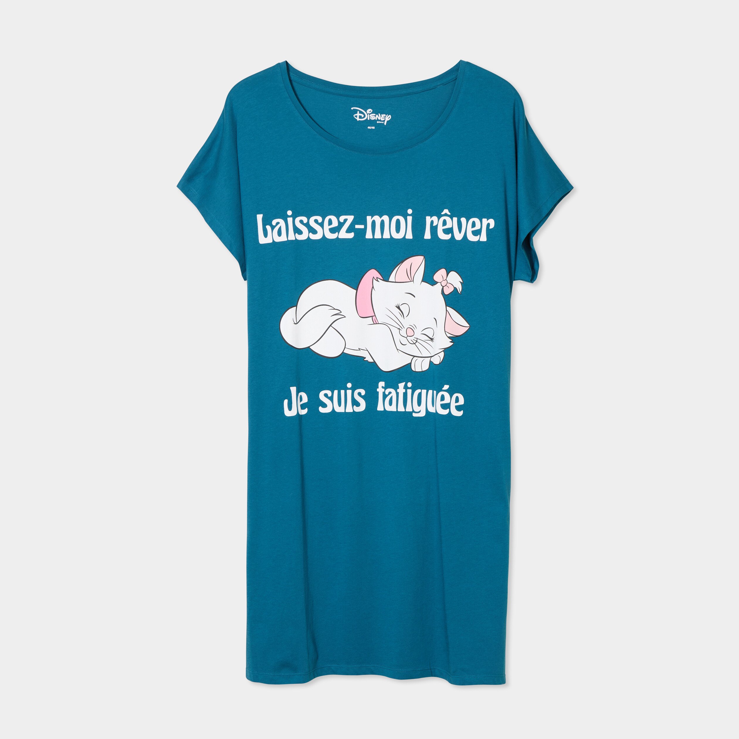 chemise de nuit aristochats marie bleu canard femmegt Chemise de nuit Aristochats Marie bleu canard femme grande taille