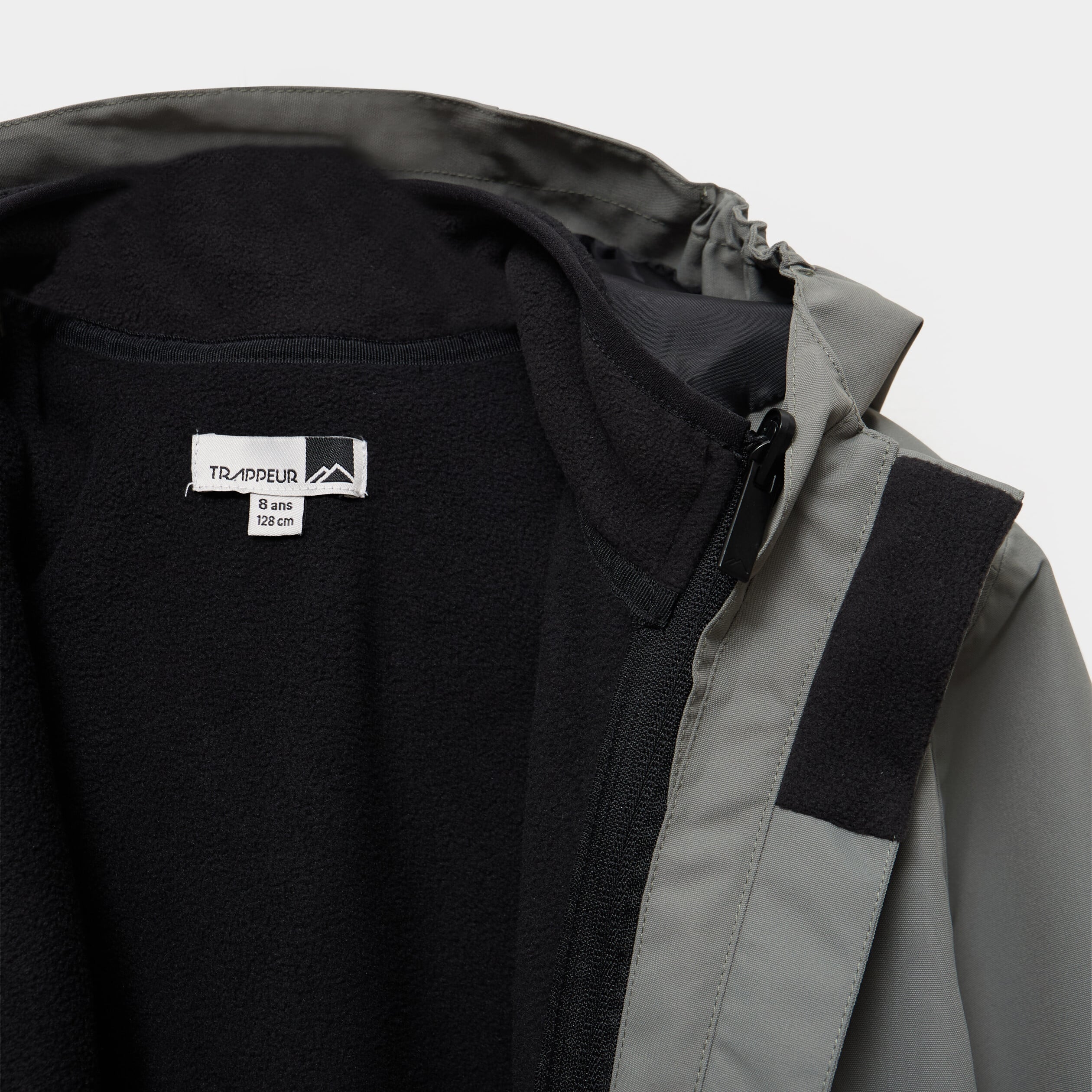 Parka 3-en-1 imperm&eacute;able &agrave; capuche gris gar&ccedil;on