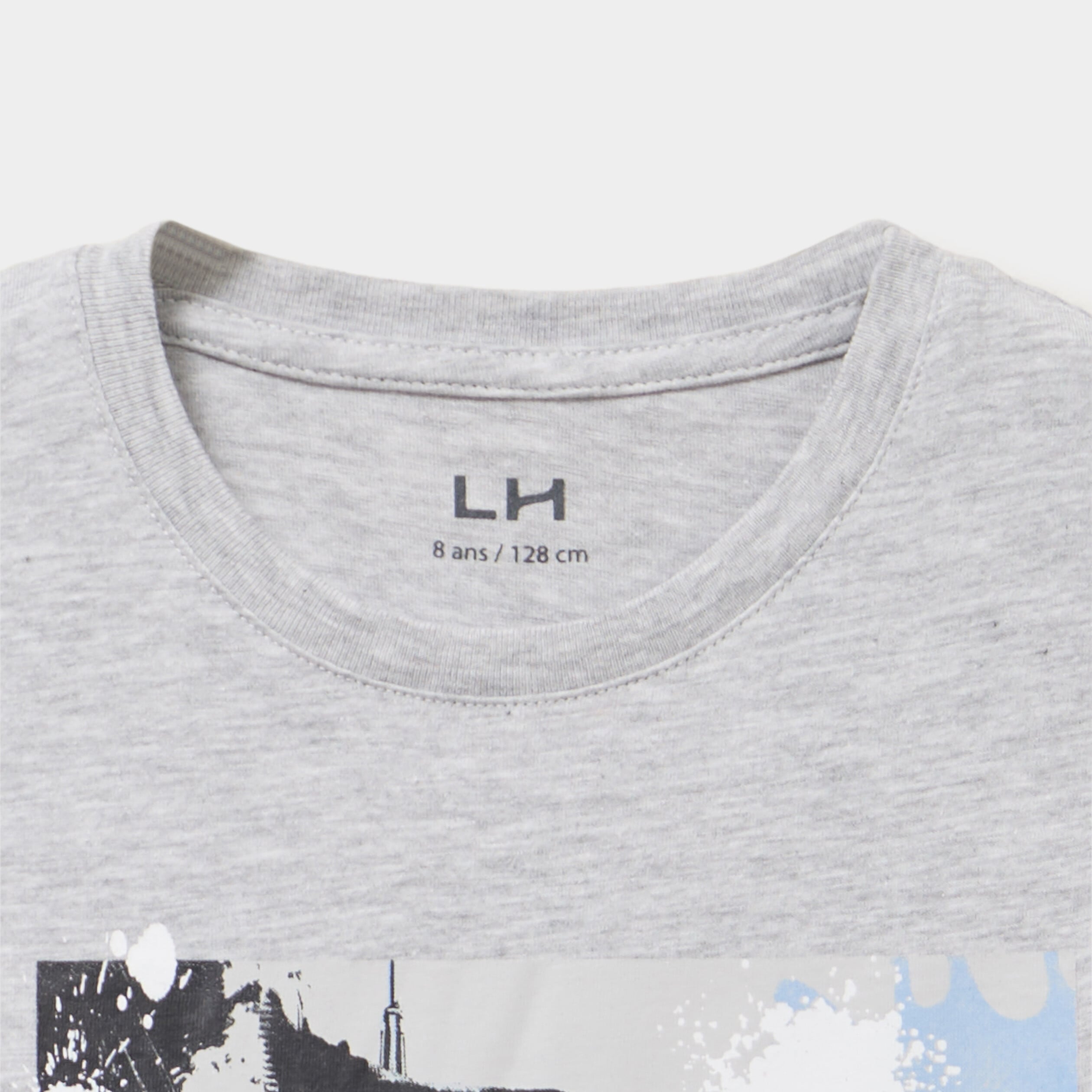 T-shirt col rond manches courtes gris gar&ccedil;on