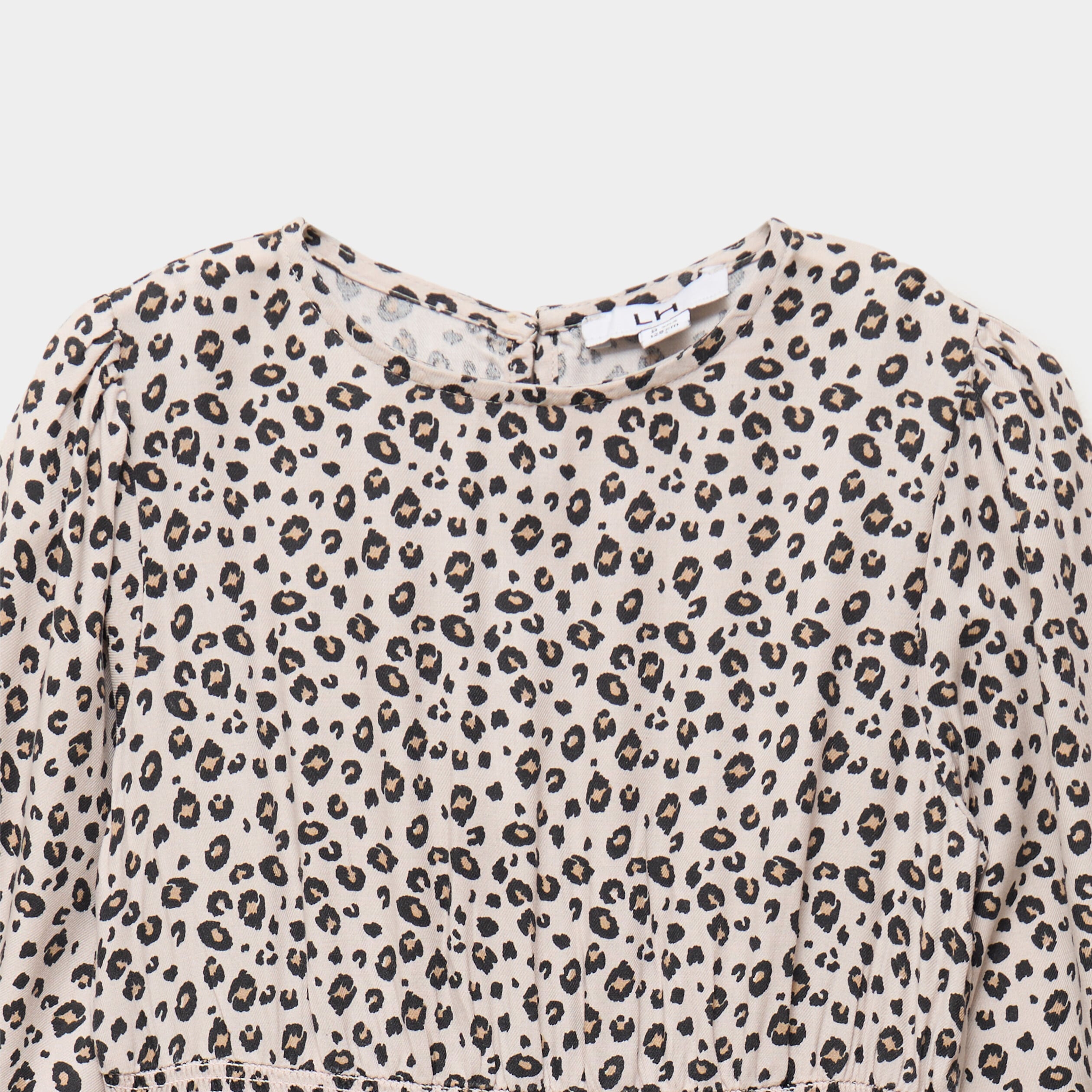Robe courte patineuse &agrave; volants smock&eacute;e sable fille