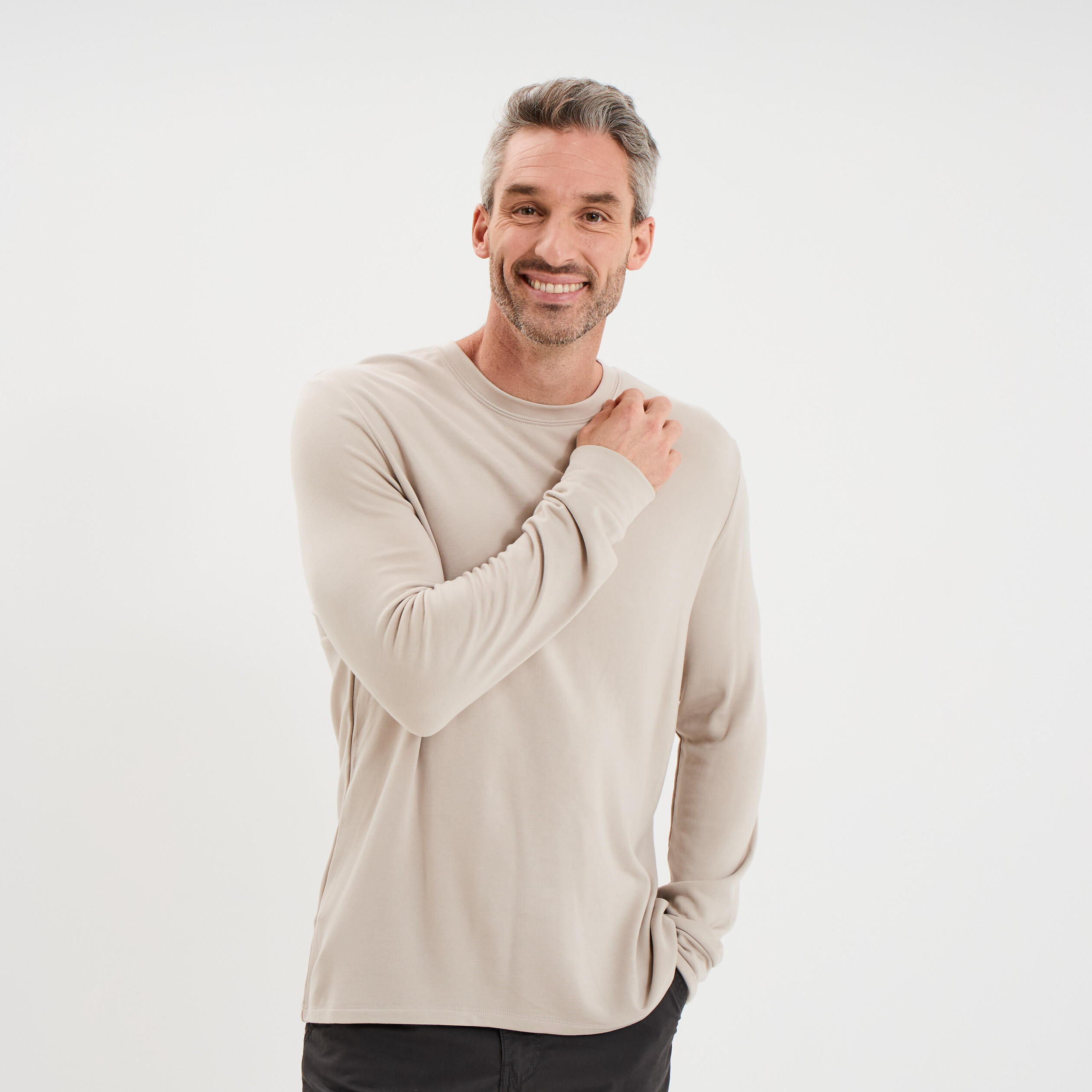 T-shirt chaud technique manches longues gris clair homme