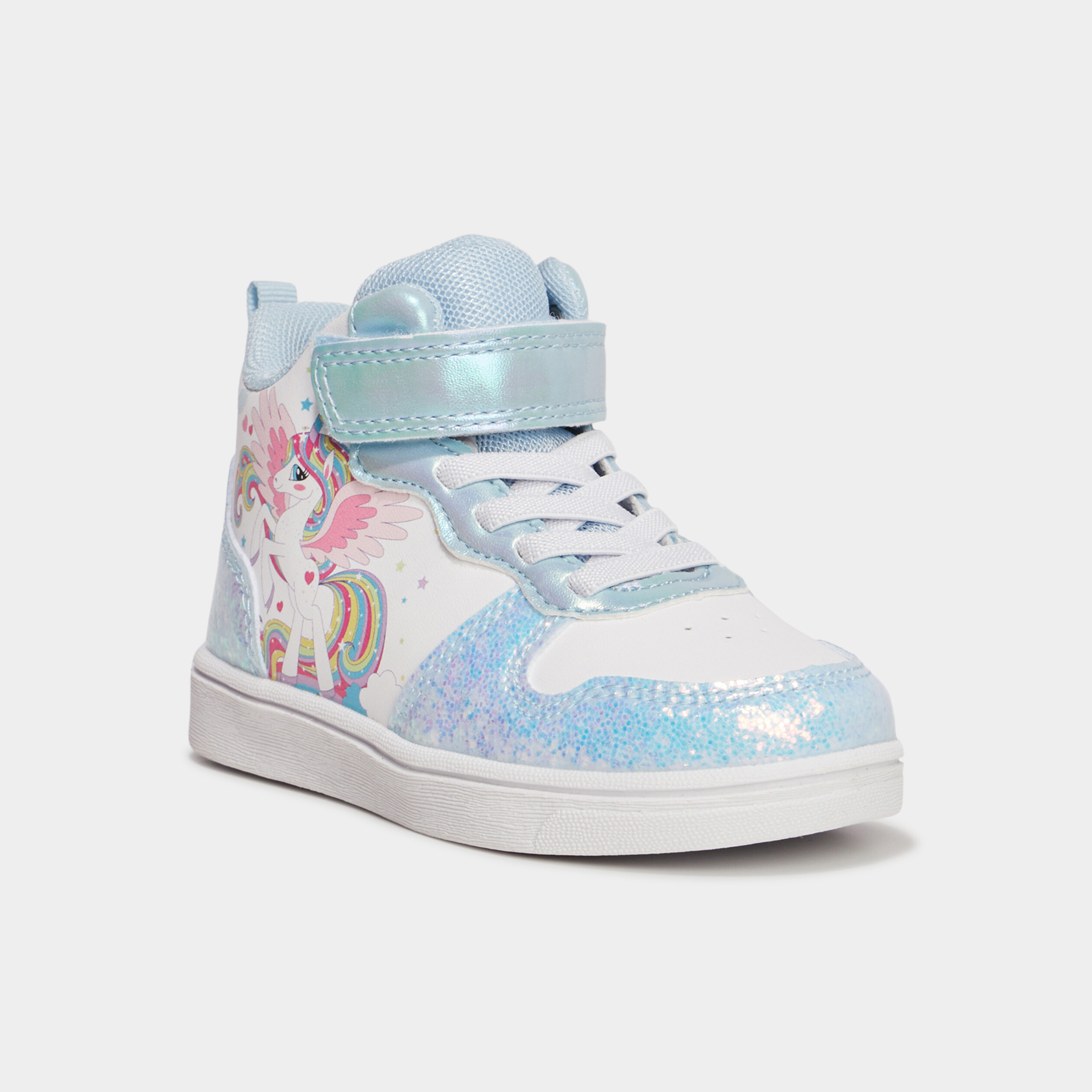 Baskets montantes scratchs et paillettes blanc fille La Halle