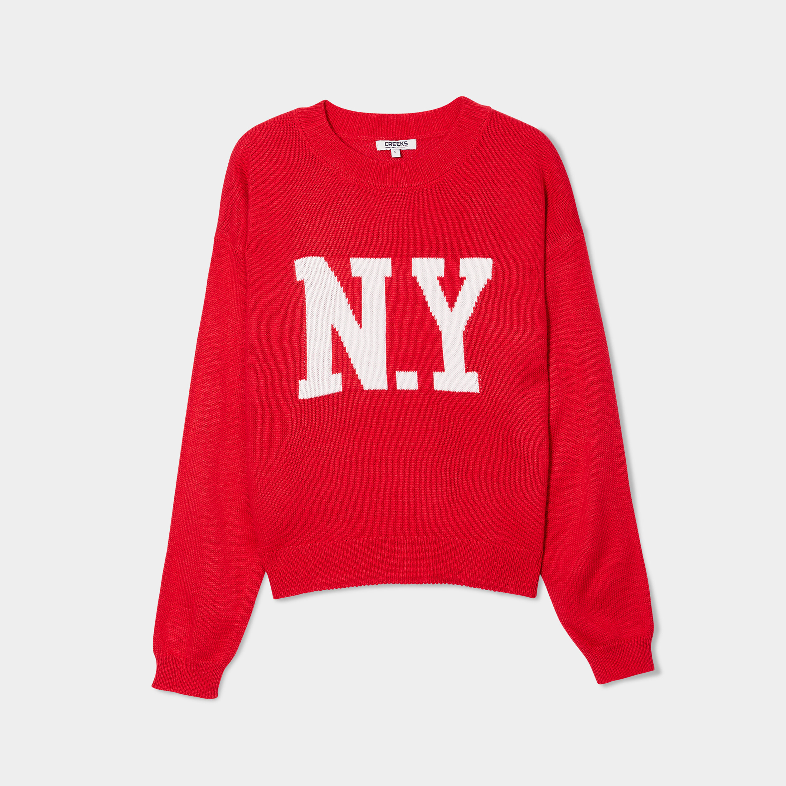Pull col rond manches longues Creeks rouge femme