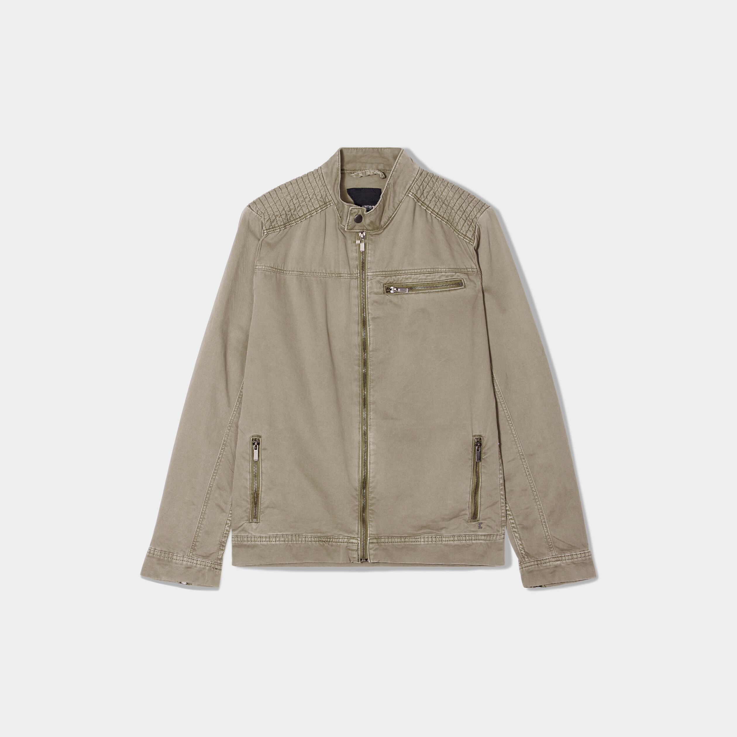 blouson esprit biker zippe liberto vert kaki homme Blouson esprit biker zippé Liberto vert kaki homme