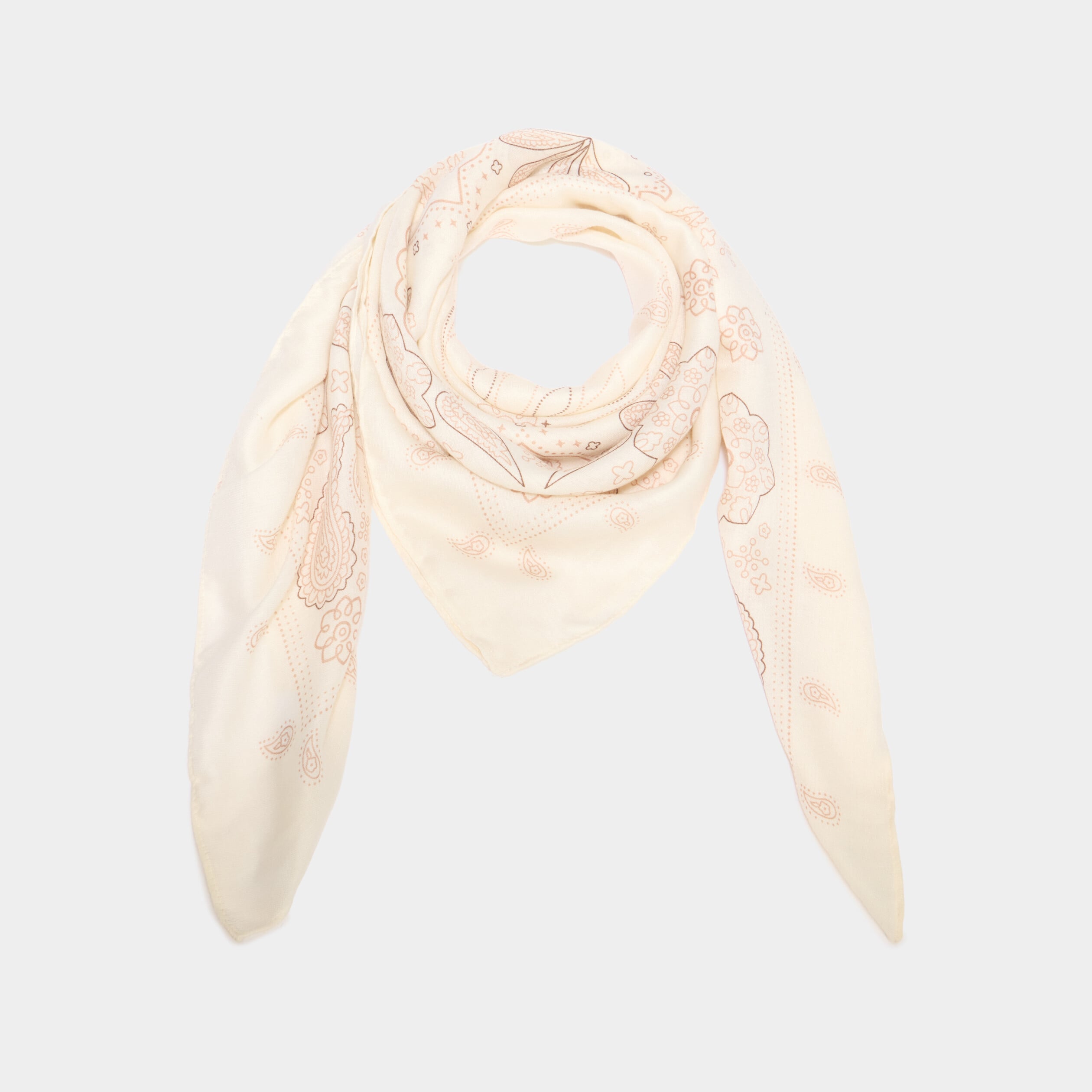 Foulard carr&eacute; ivoire femme