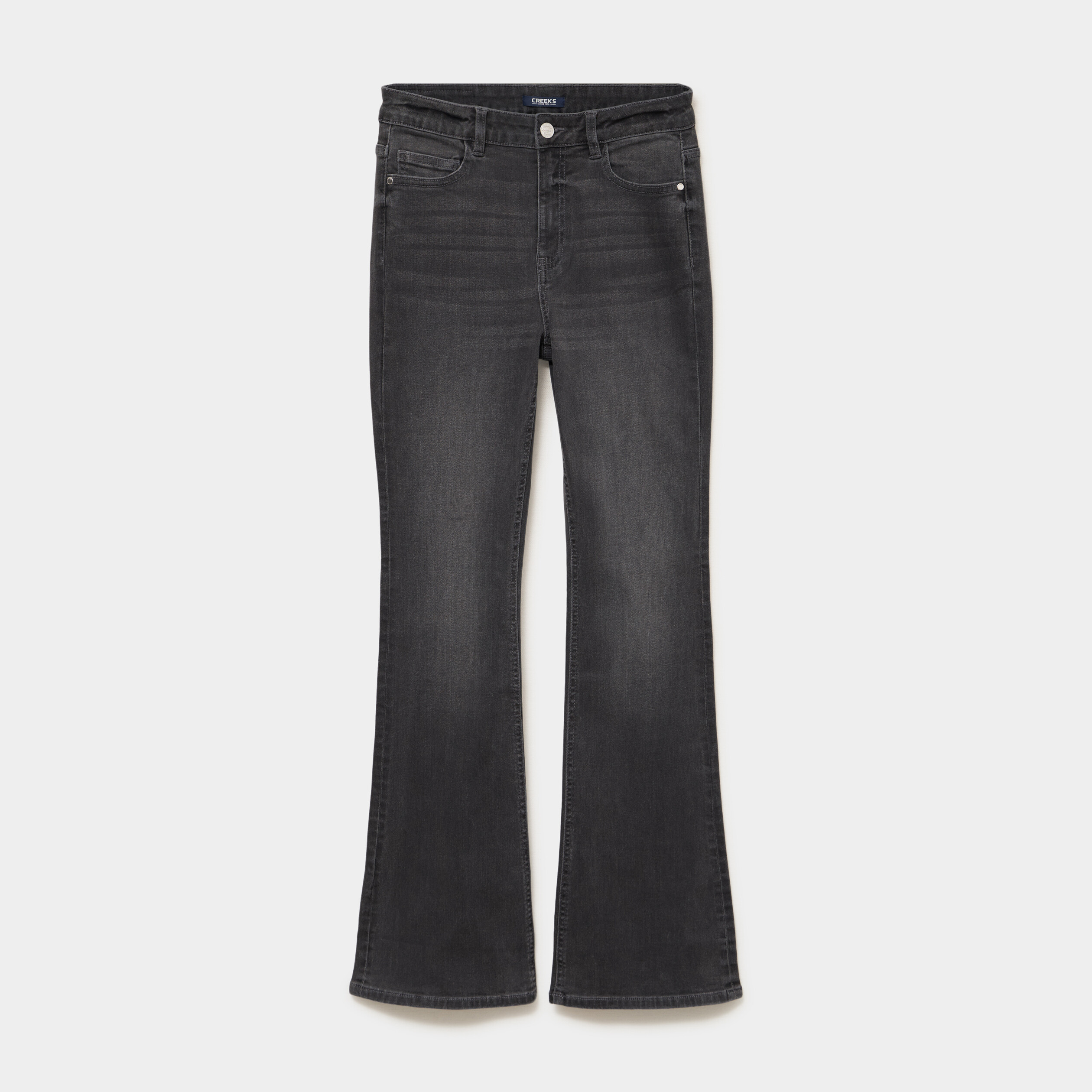 Jeans flare 5 poches denim gris femme