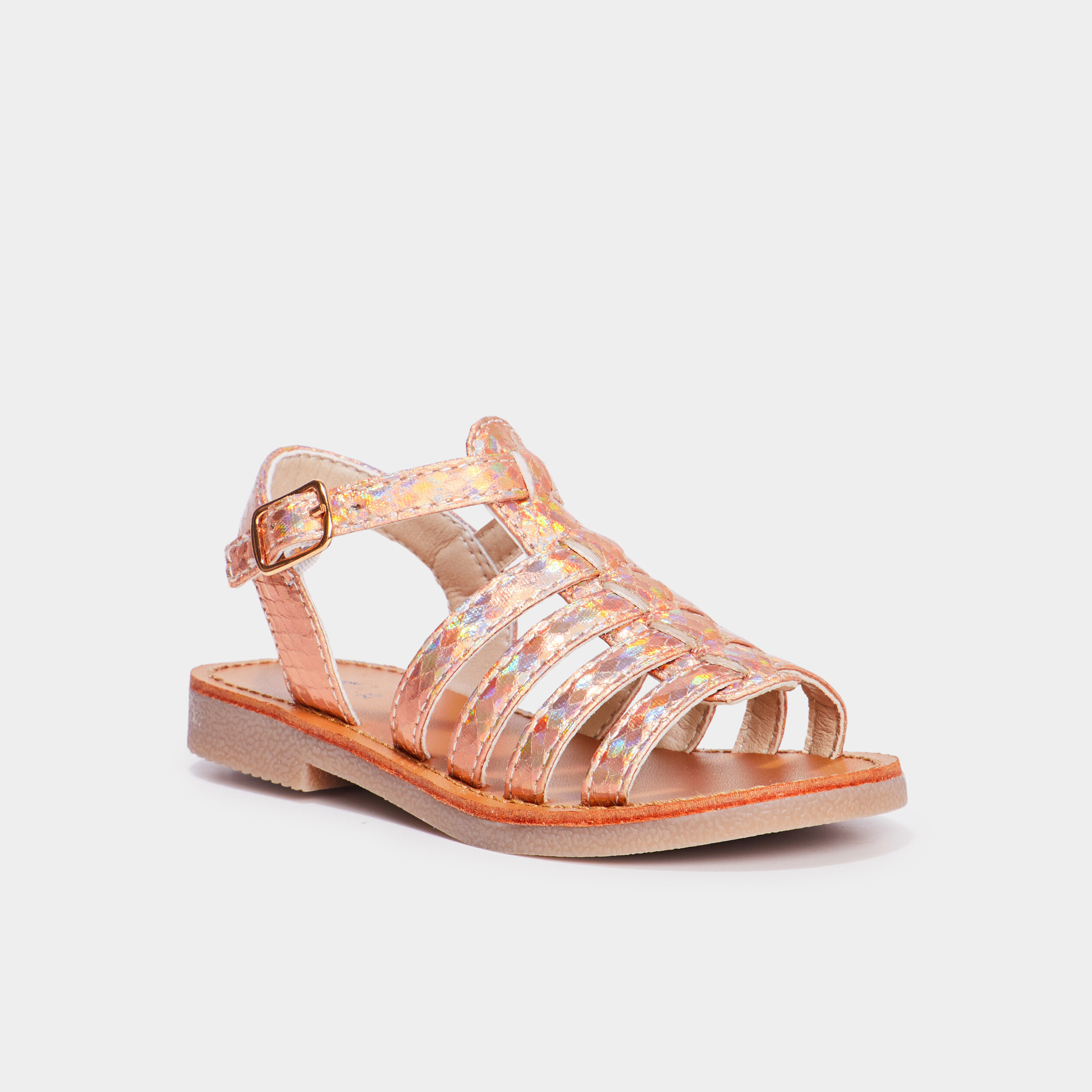 sandales brides irisees aspect croco couleur argent fille Sandales brides irisées aspect croco couleur argent fille