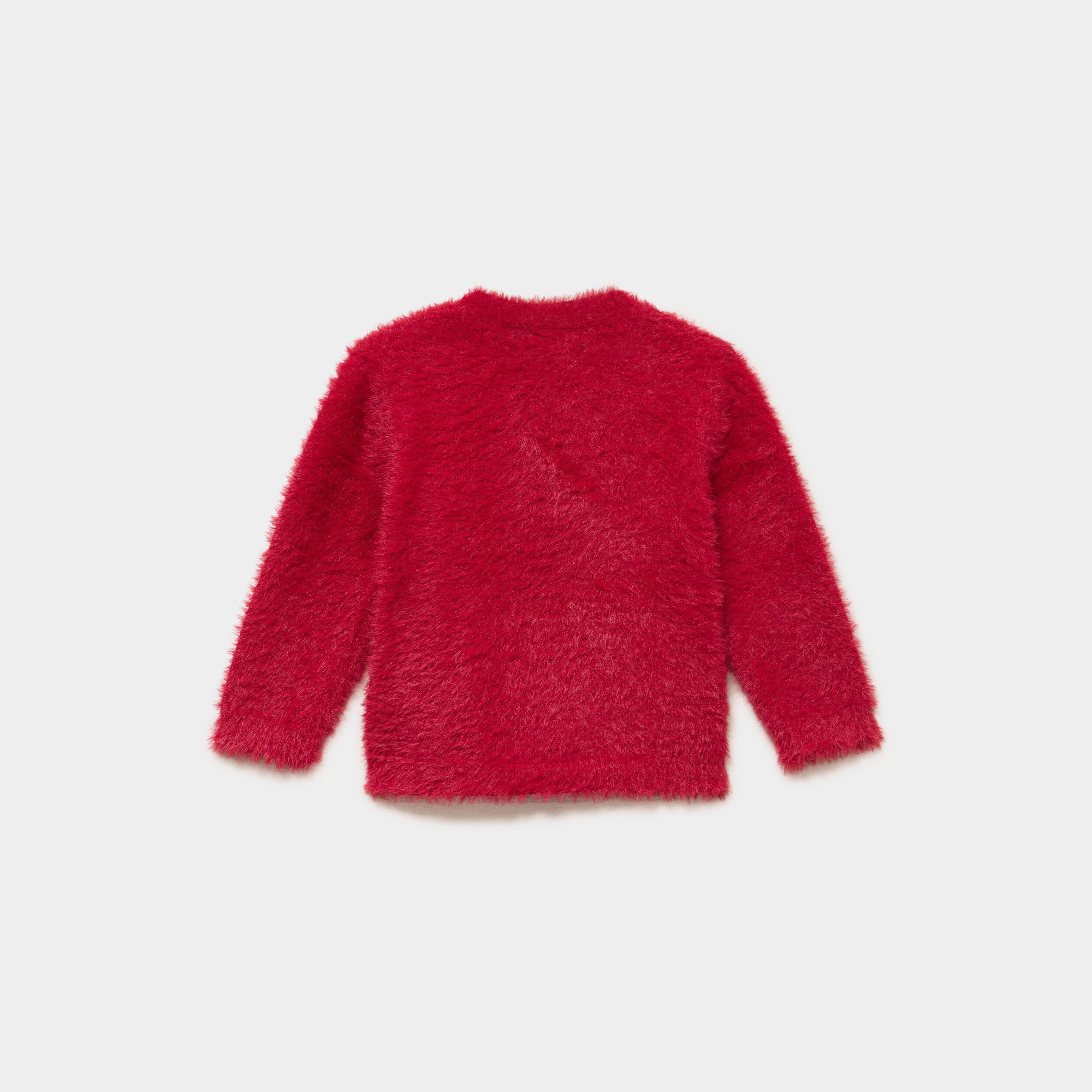 Pull de No&euml;l effet duveteux &agrave; sequins rouge fonc&eacute; b&eacute;b&eacute; fille