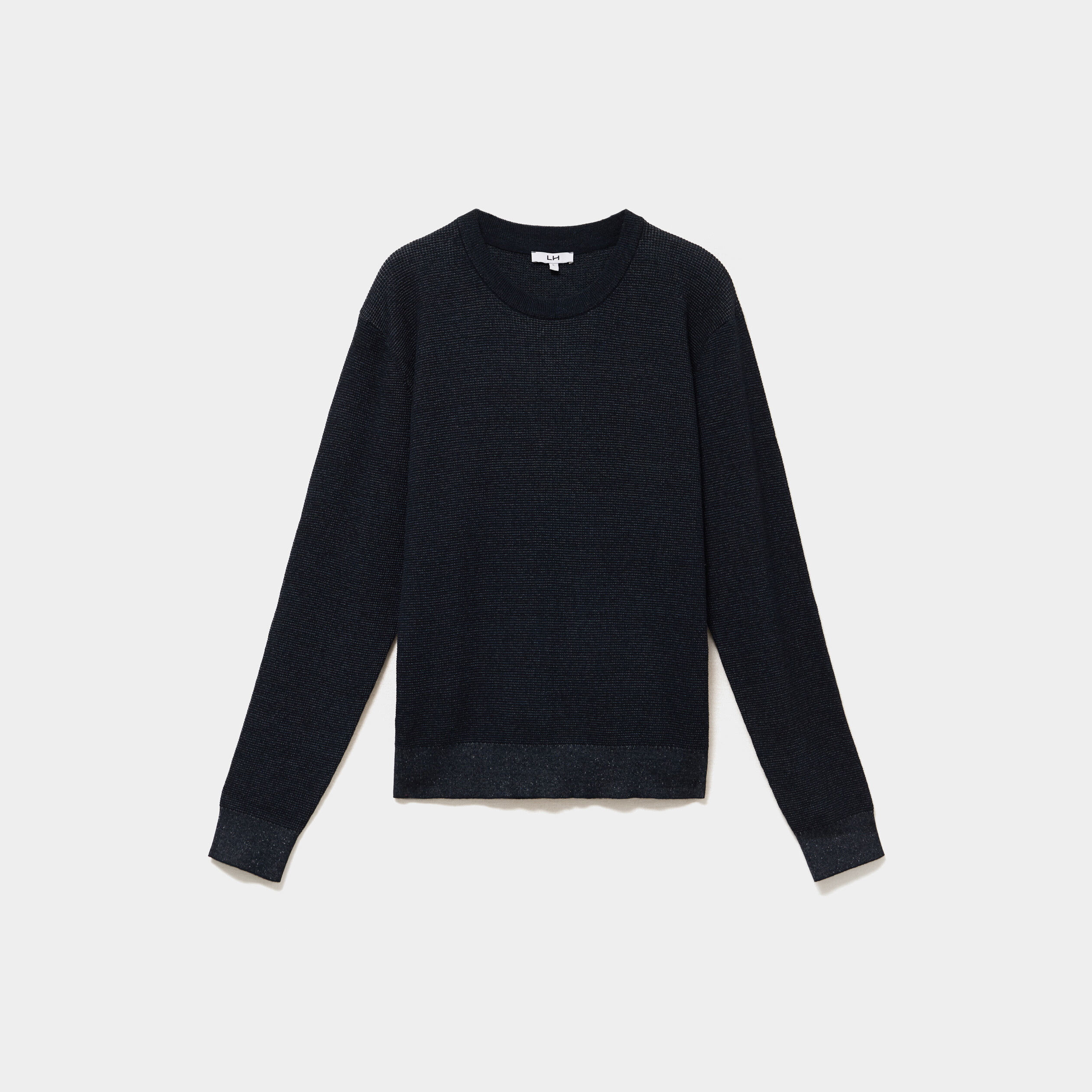 Pull en maille textur&eacute;e col rond bleu marine homme