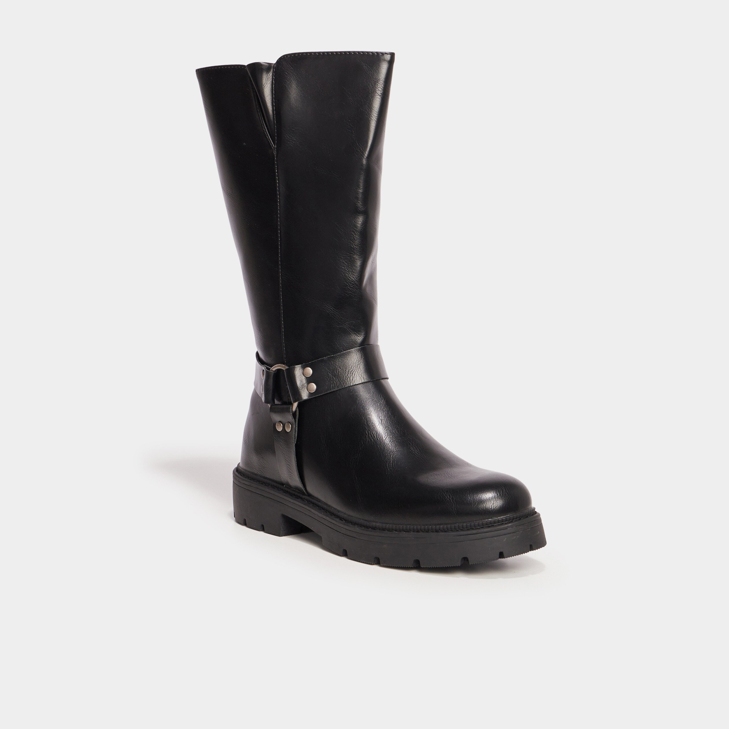 bottes crantees avec boucles noir femme Bottes crantées avec boucles noir femme