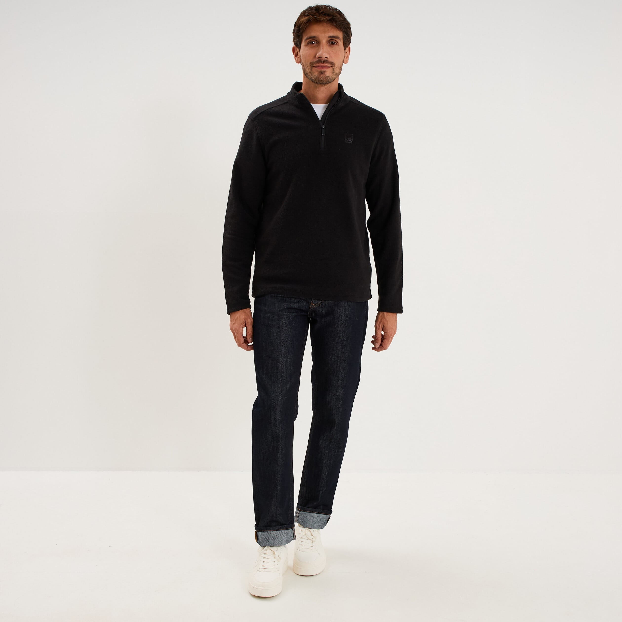 Sweat polaire col camionneur noir homme
