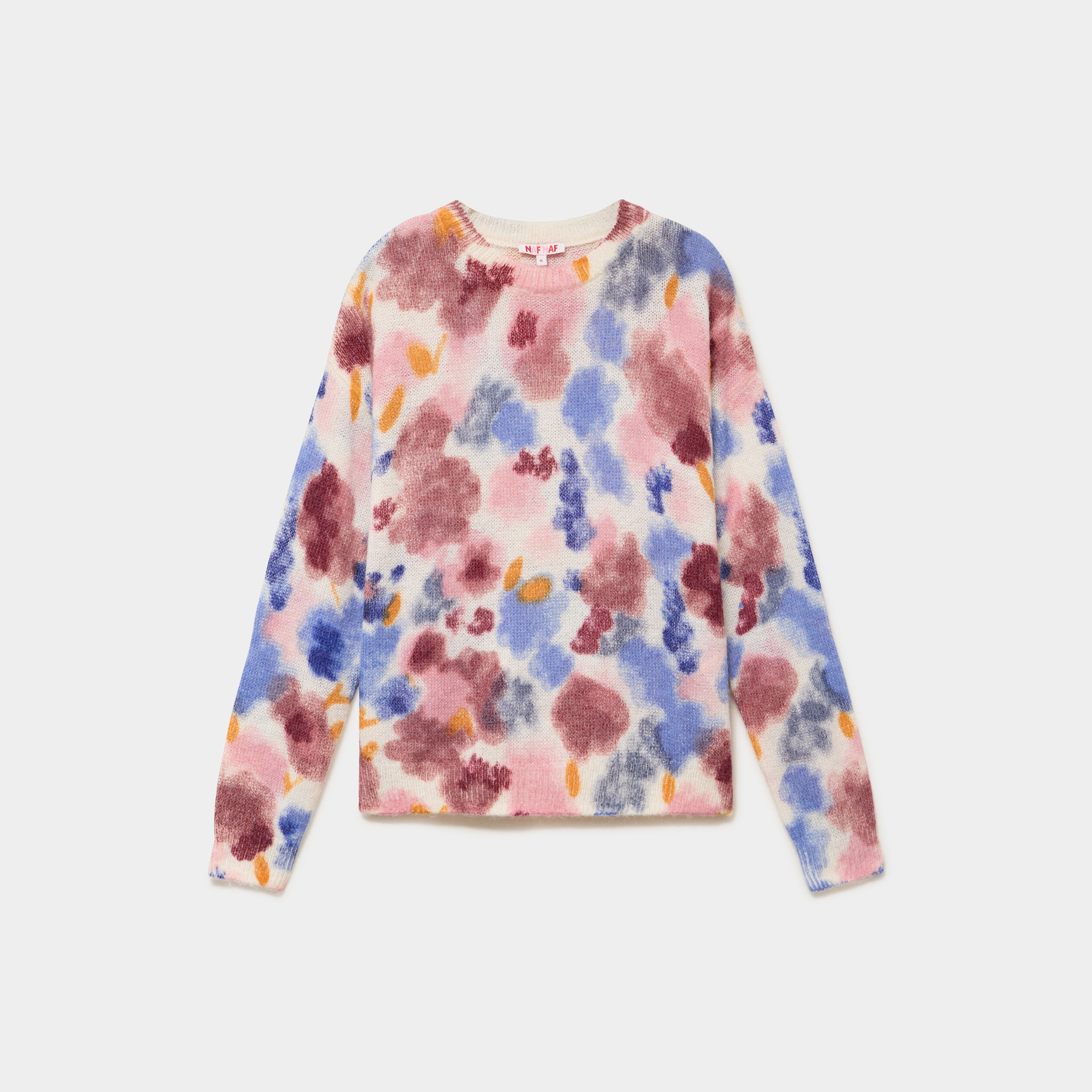 Pull col rond manches longues relax rose framboise femme