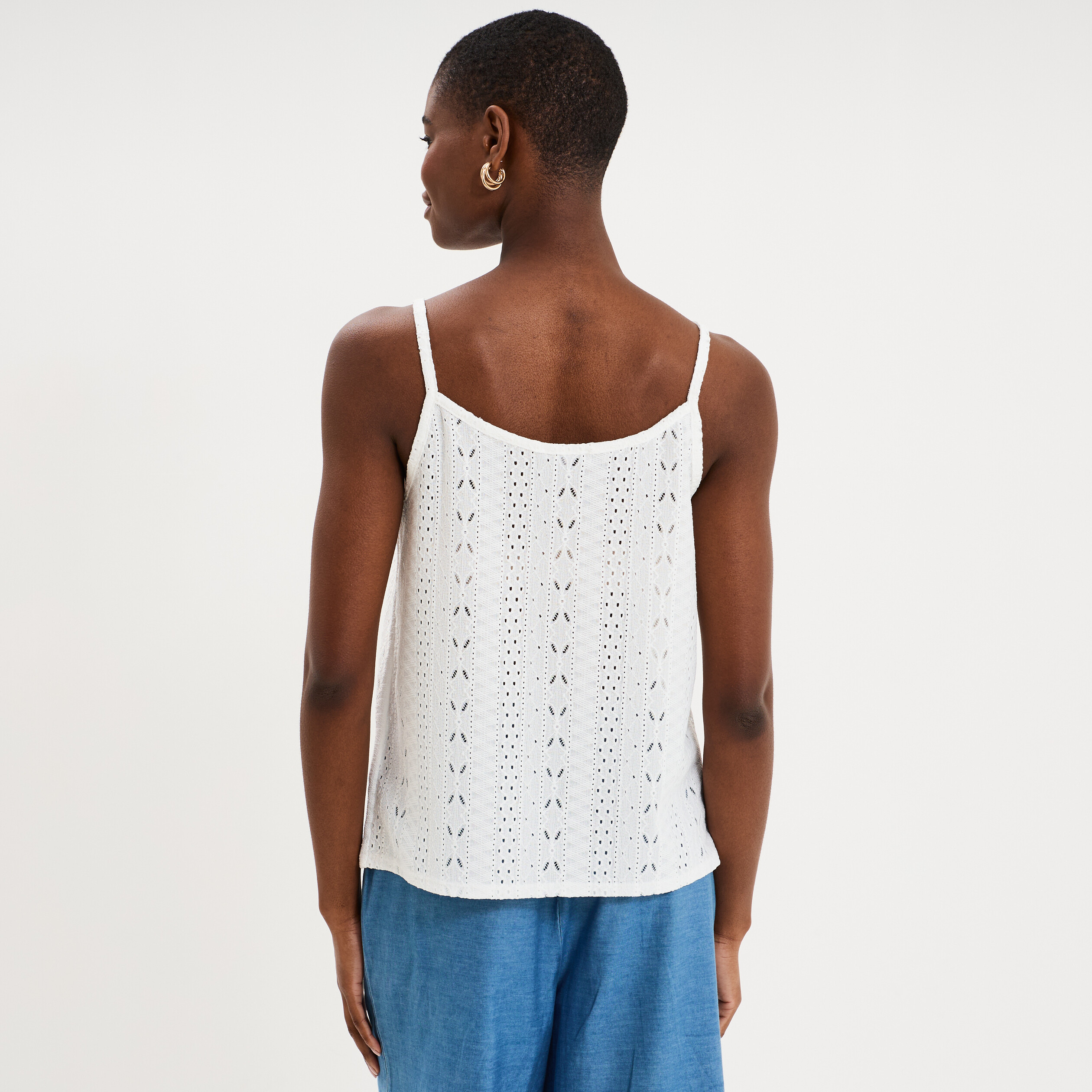 D&eacute;bardeur broderie anglaise blanc femme