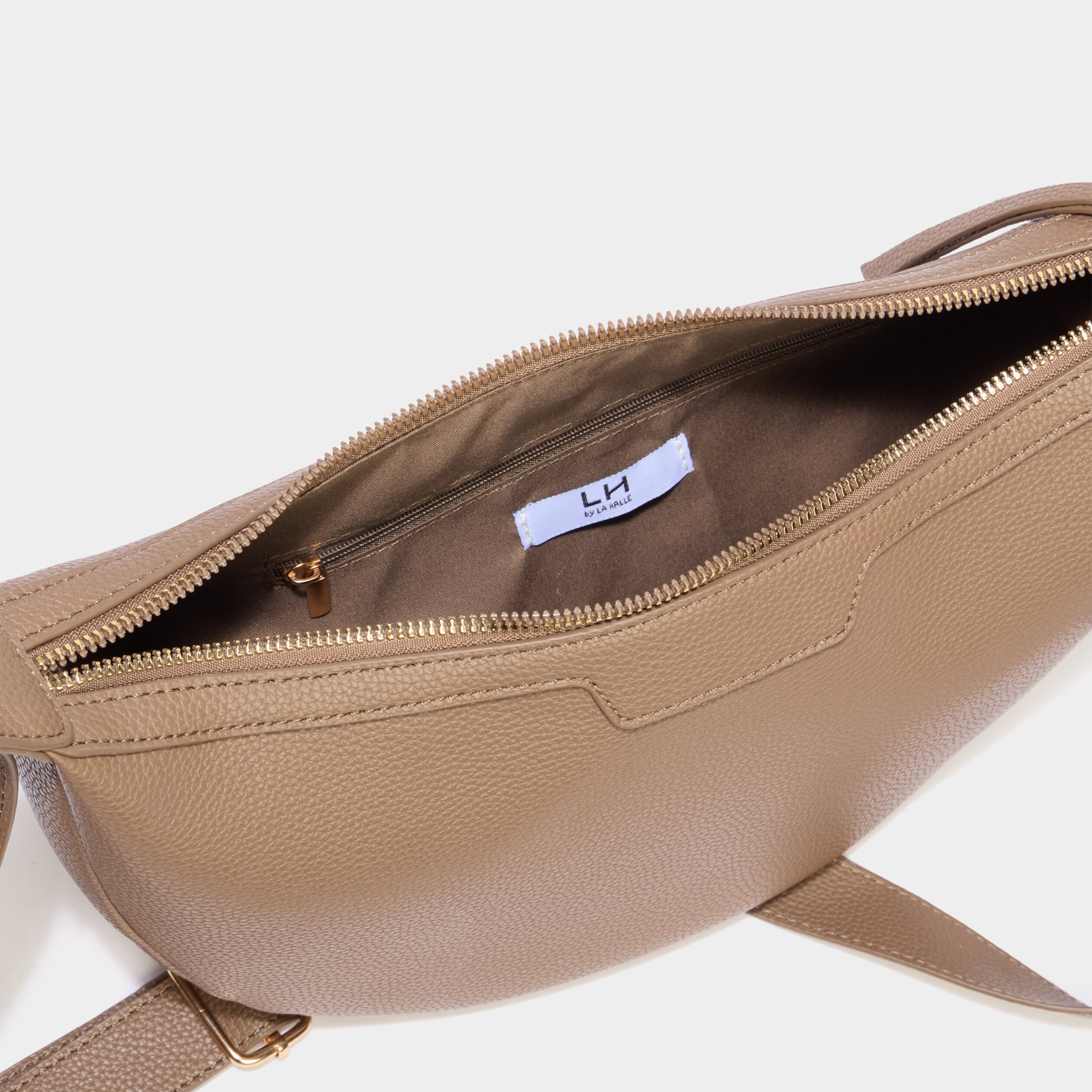 Sac banane zipp&eacute;e taupe femme