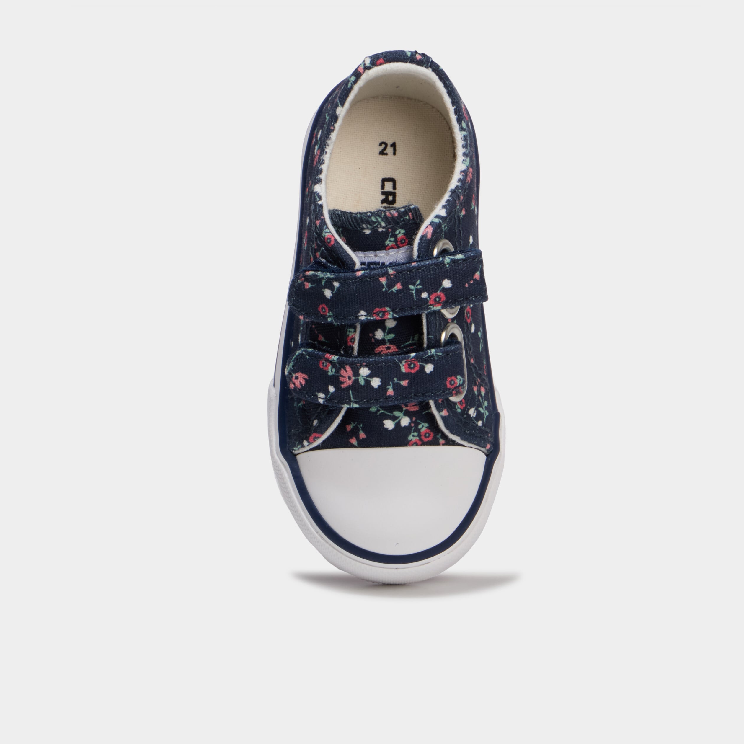 Basket en toile &agrave; scratchs bout renforc&eacute; bleu marine b&eacute;b&eacute; fille