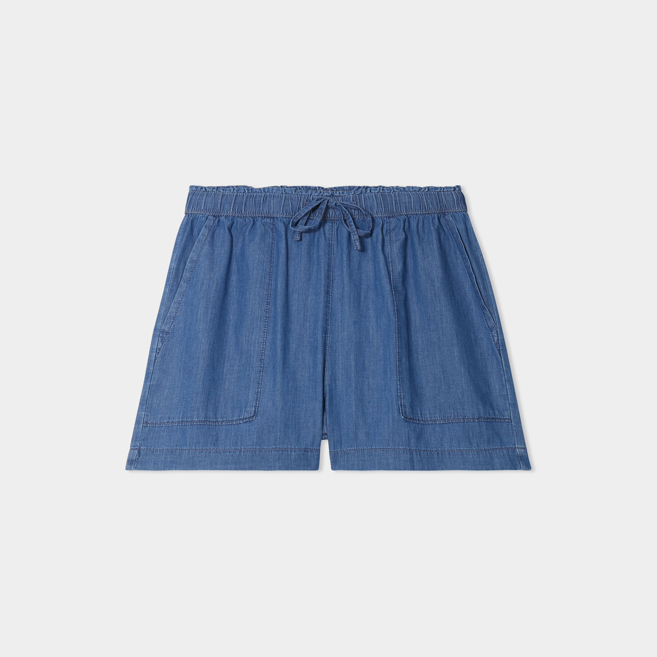 short en jean fluide a coulisse denim double stone femme Short en jean fluide à coulisse denim double stone femme