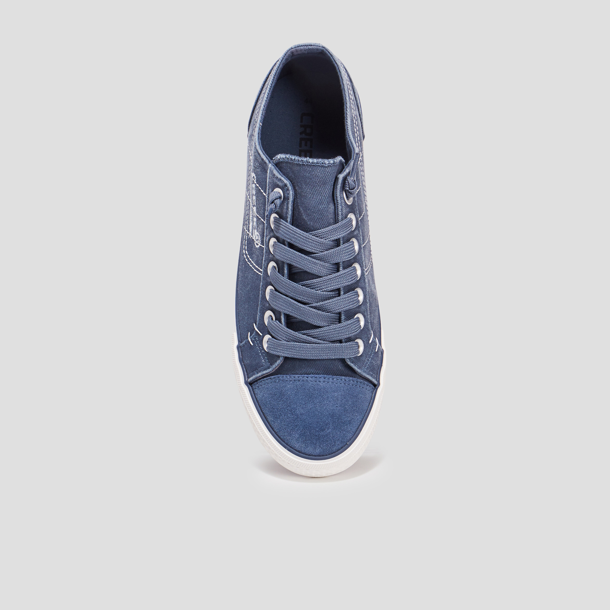 Tennis basses en toile &agrave; lacets bleu homme
