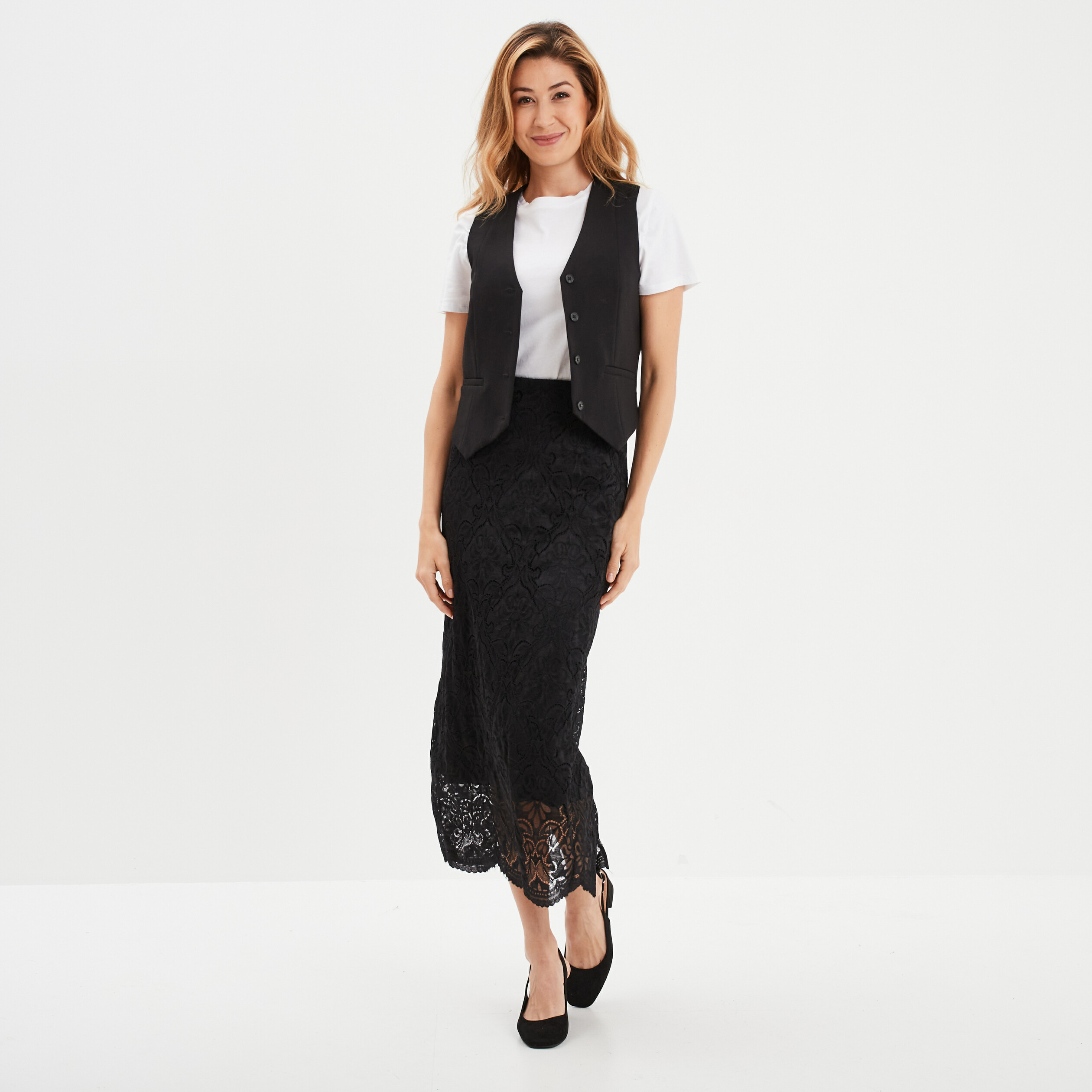 jupe midi dentelle noir femme Jupe midi dentelle noir femme