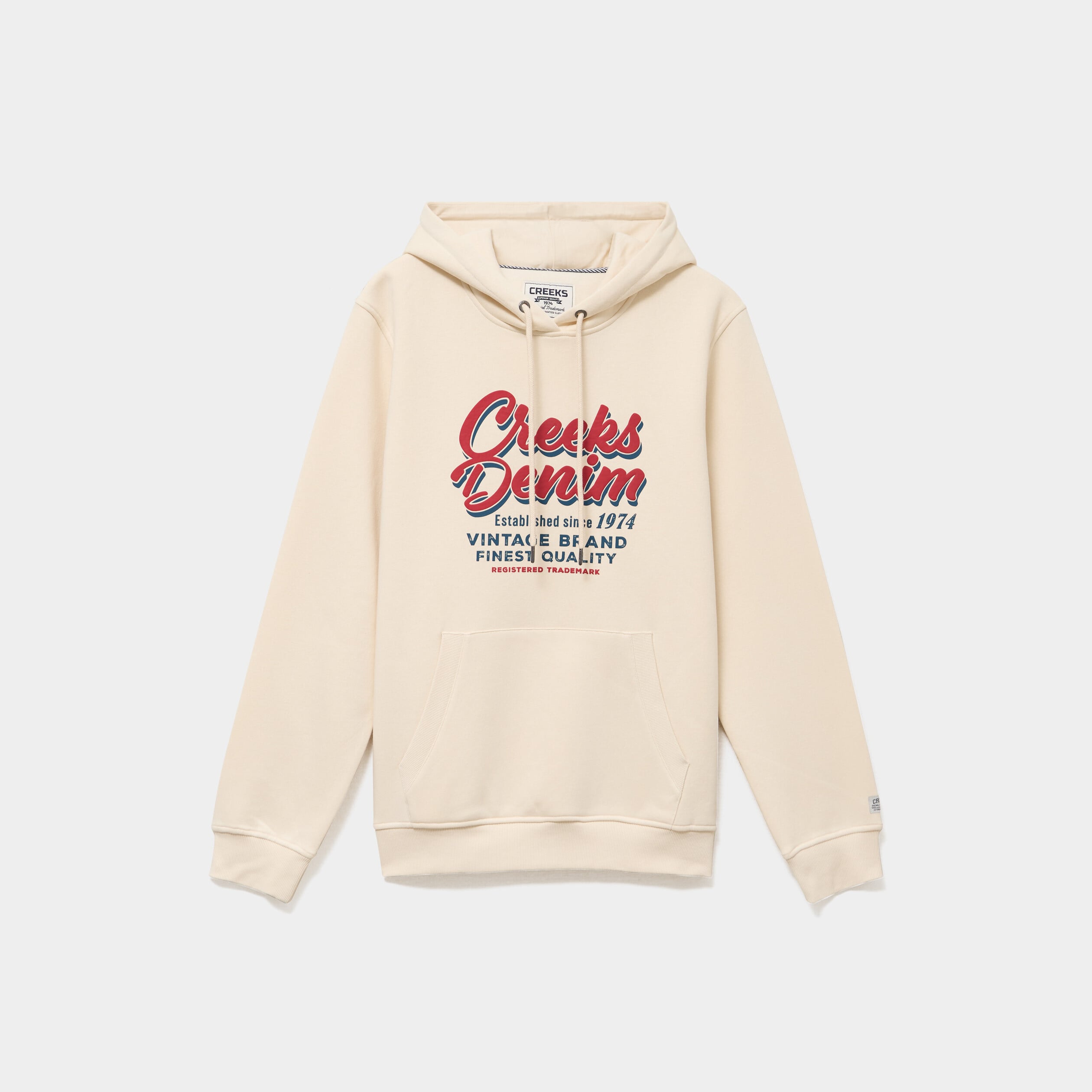 Sweat hoodie 1 poche ecru homme