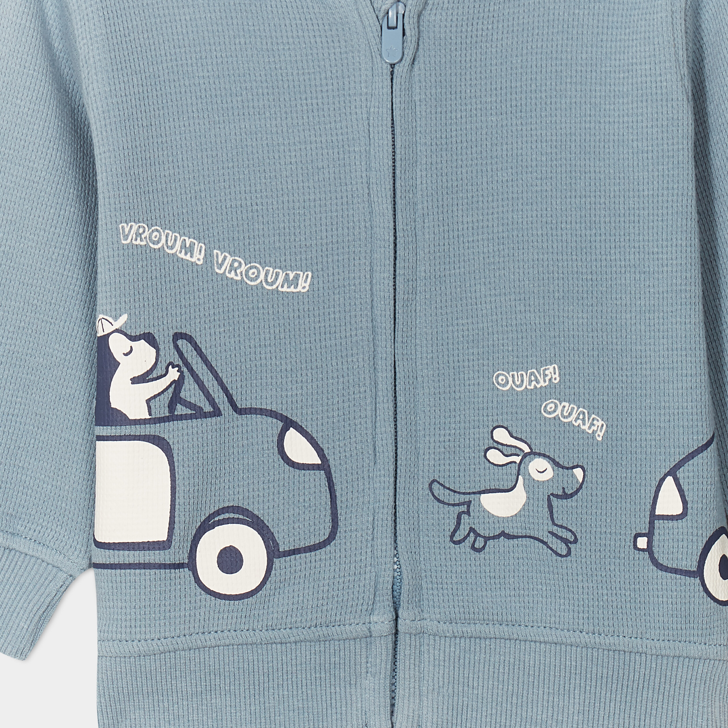 sweat zippe a capuche coton gris bebeg Sweat zippé à capuche coton gris bébé garçon