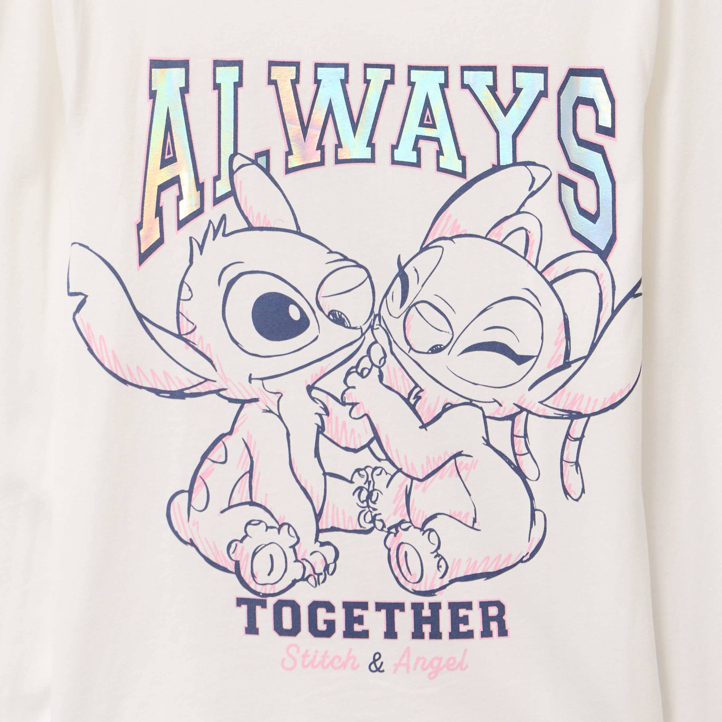 t shirt manches longues coton stitch ivoire fille T-shirt manches longues coton Stitch ivoire fille
