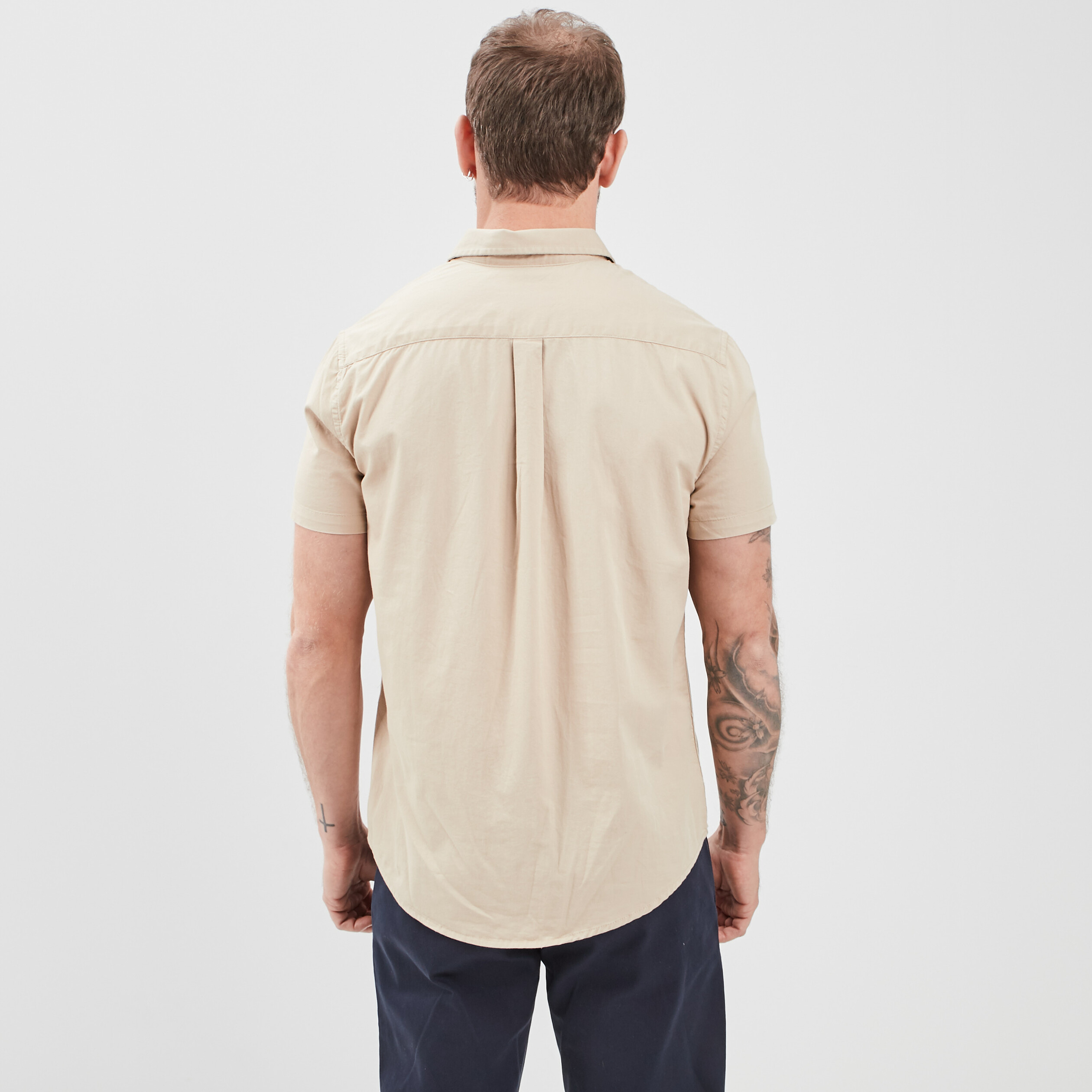 Chemise coton manches courtes sable homme