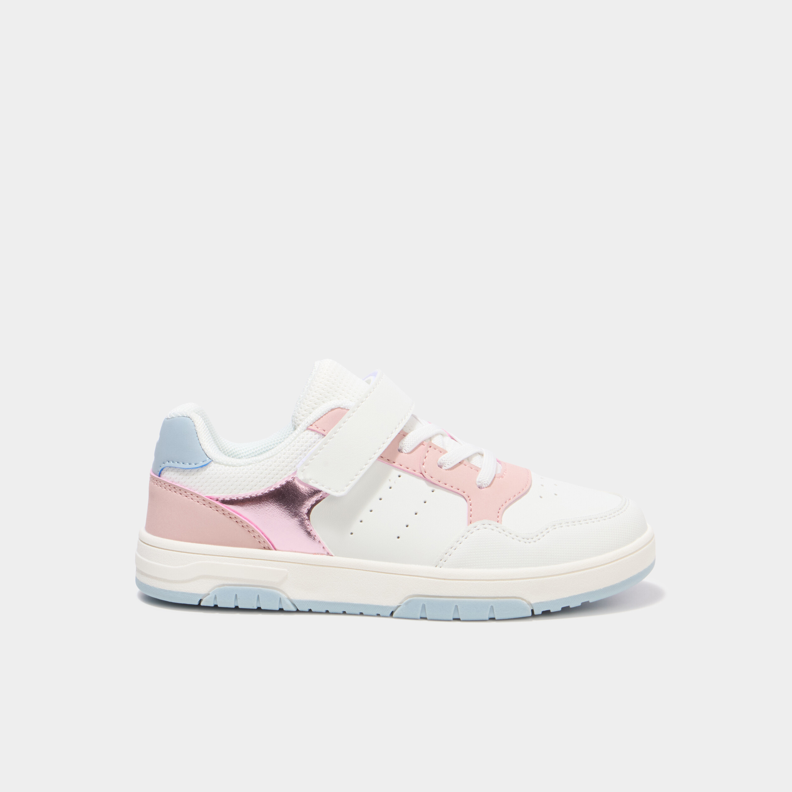 Baskets &agrave; scratchs bout renforc&eacute; blanc fille