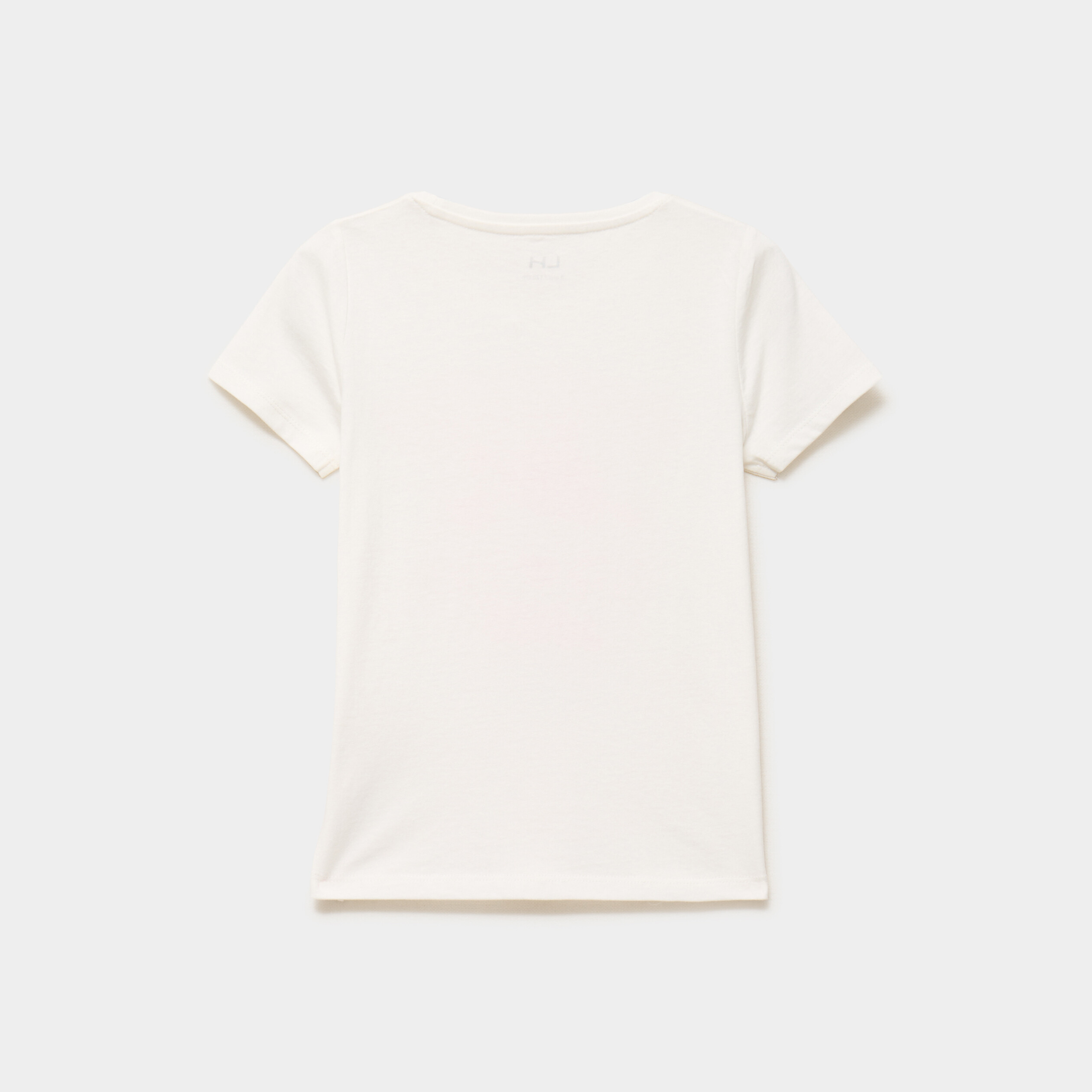 T-shirt col rond manches courtes coton ivoire fille