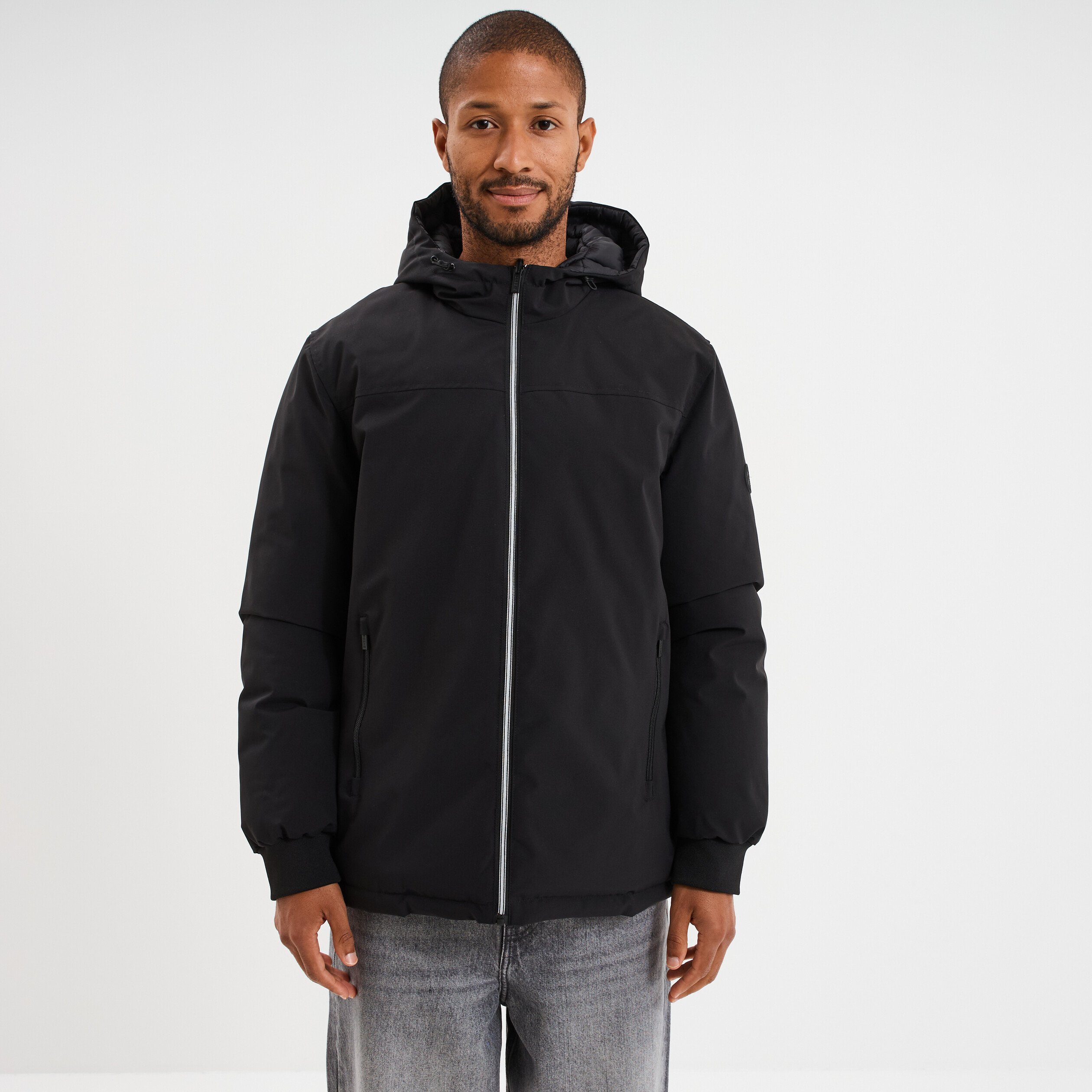 blouson a capuche zippe noir homme Blouson à capuche zippé noir homme