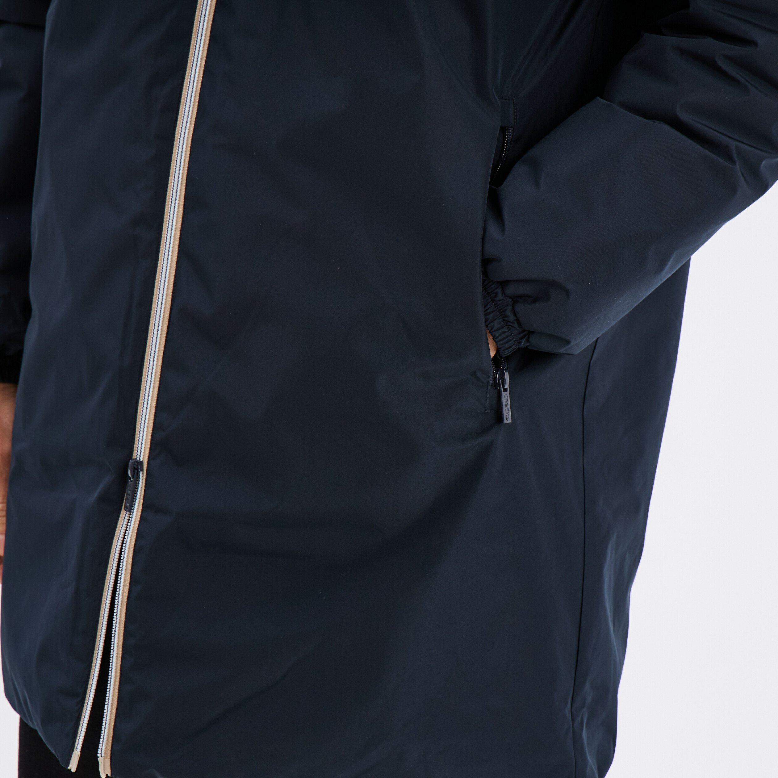 parka deperlante doublee a capuche bleu fonce homme Parka déperlante doublée à capuche bleu foncé homme