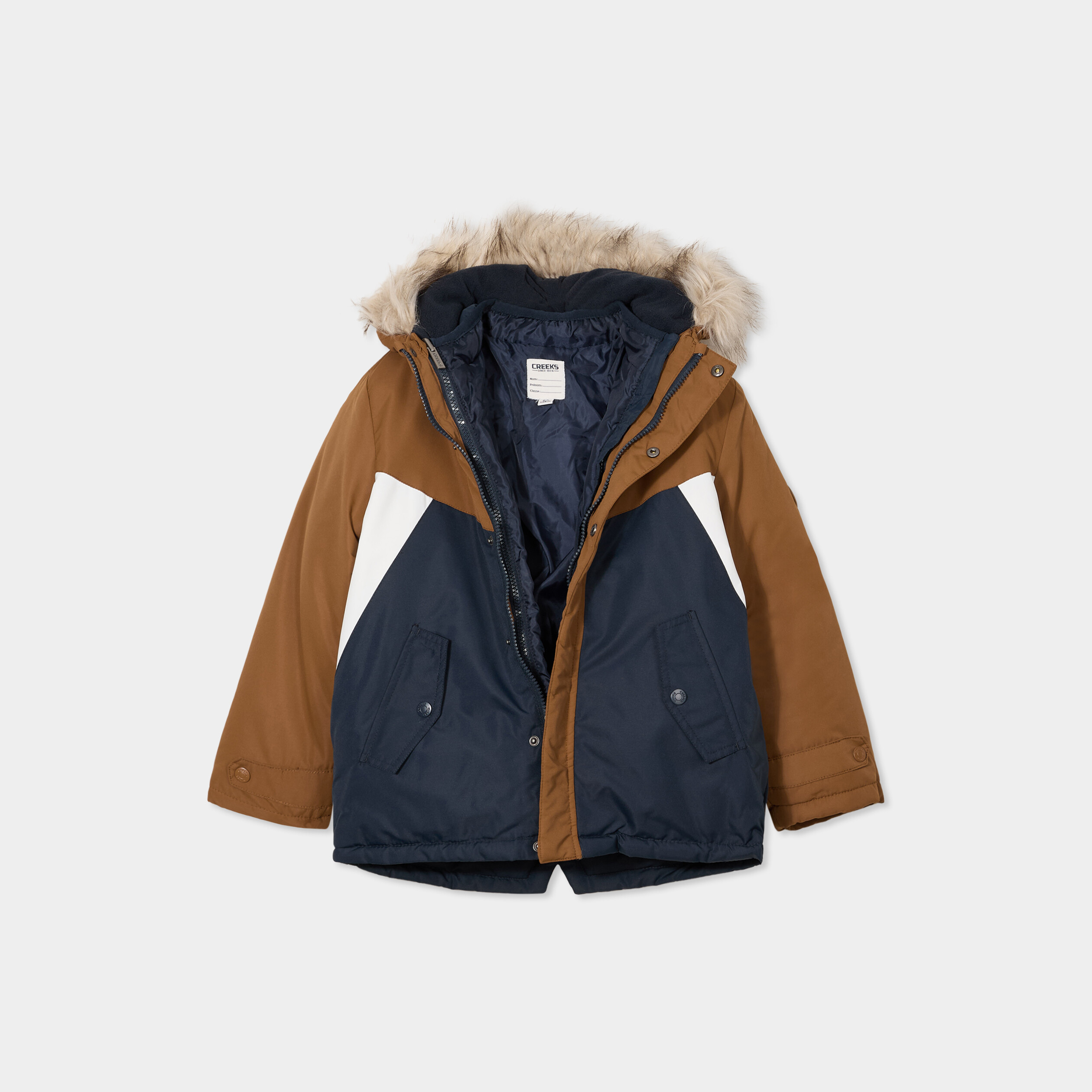 Parka 3-en-1 &agrave; capuche fausse fourrure camel gar&ccedil;on