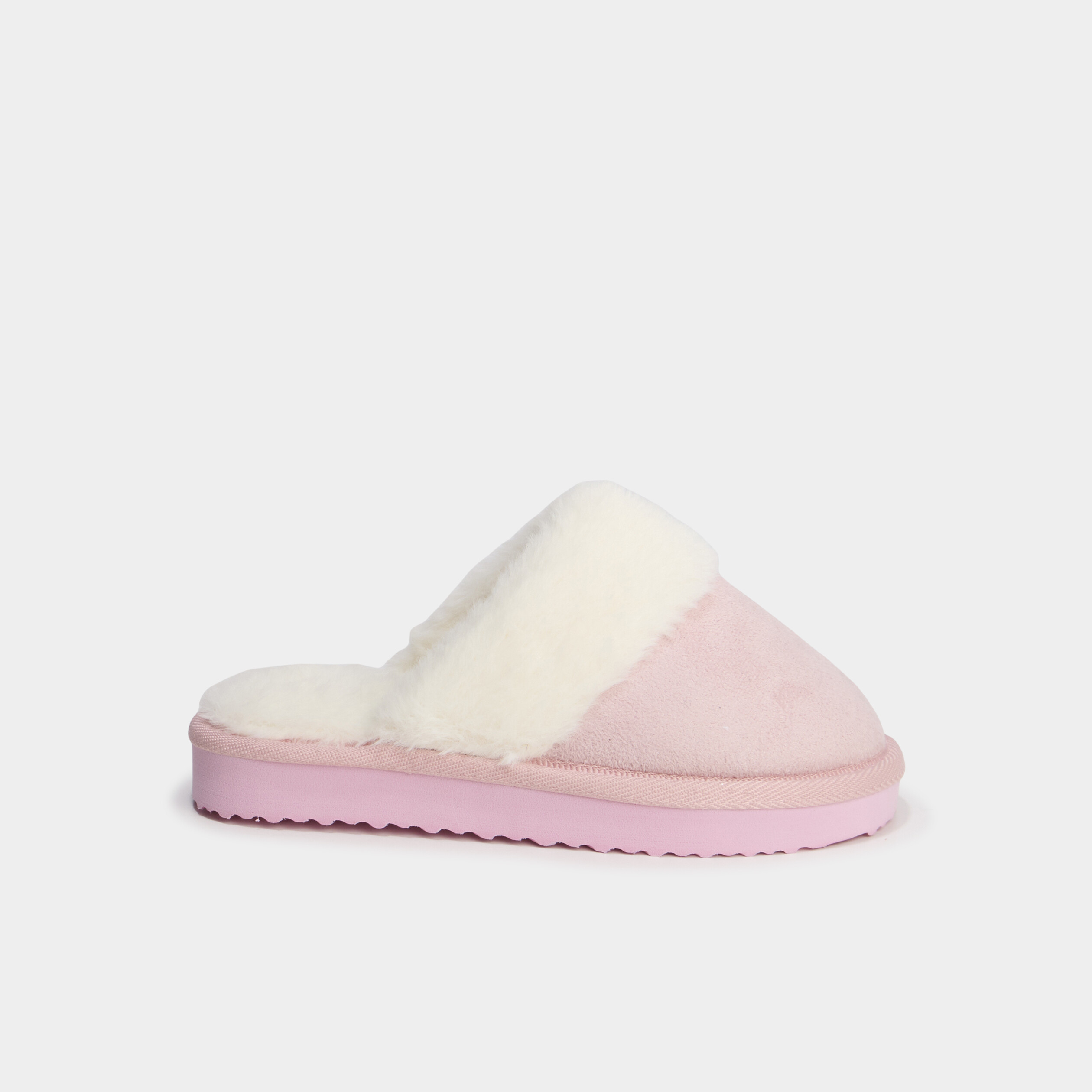 Chaussons mules fourr&eacute;s rose fille