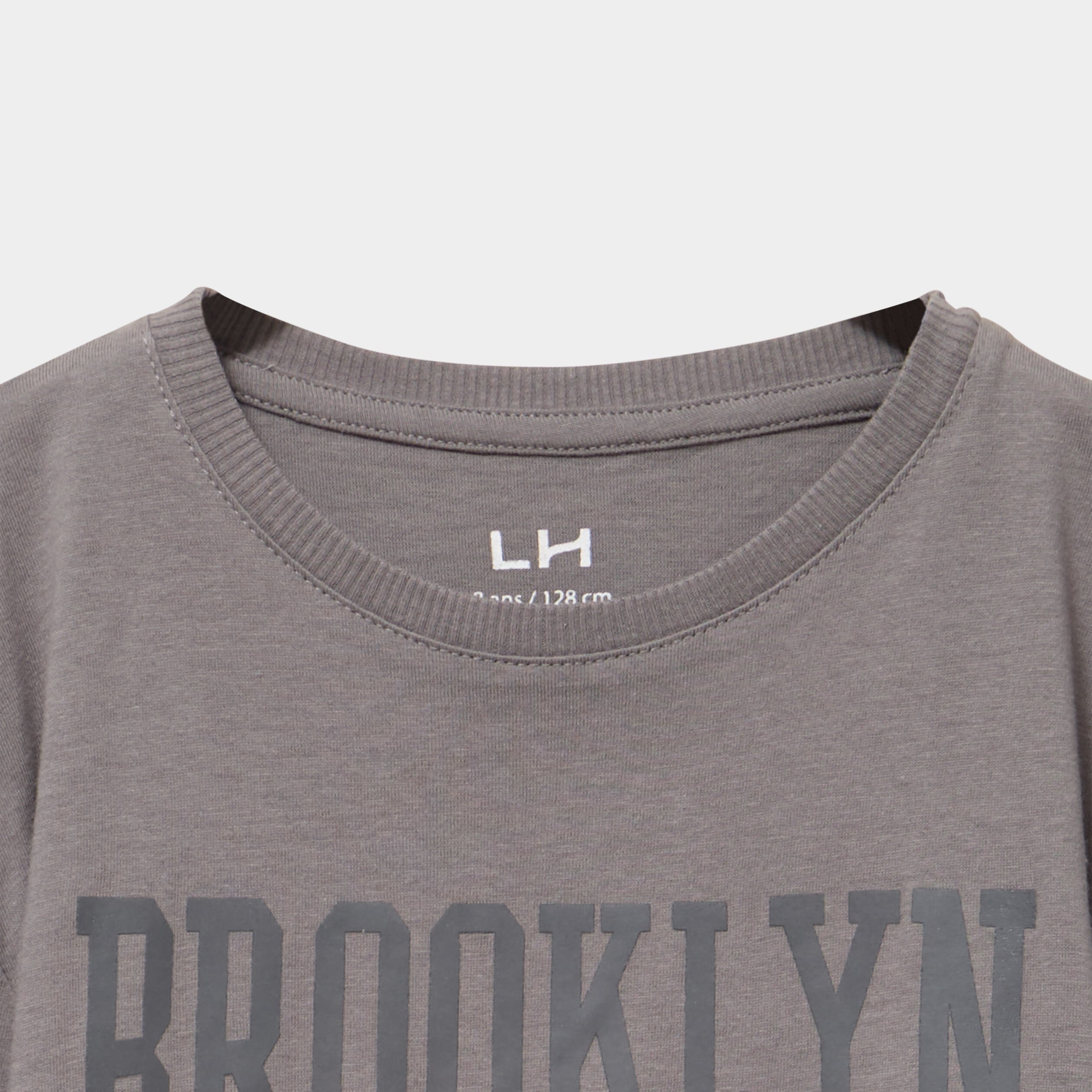 T-shirt manches longues coton gris fonc&eacute; gar&ccedil;on