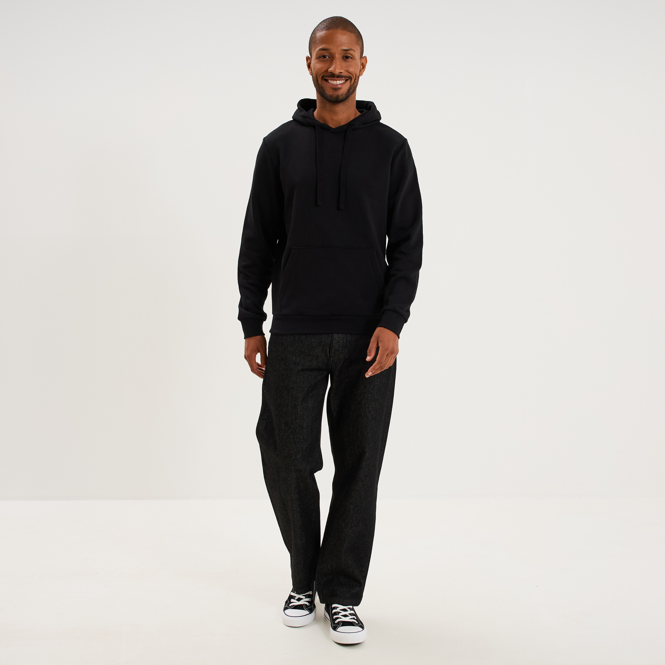 Sweat molleton &agrave; capuche hoodie noir homme