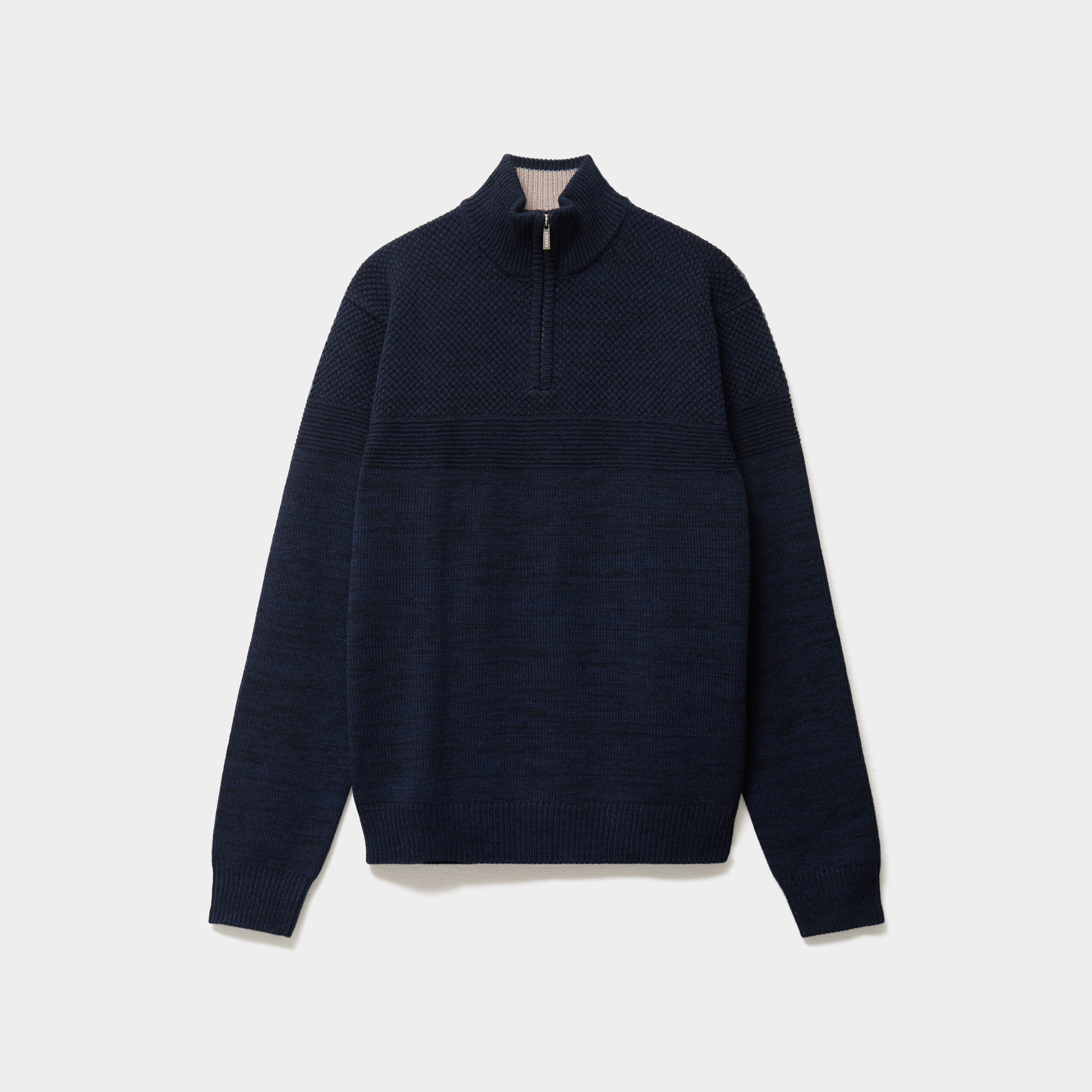 Pull col camionneur manches longues bleu marine homme