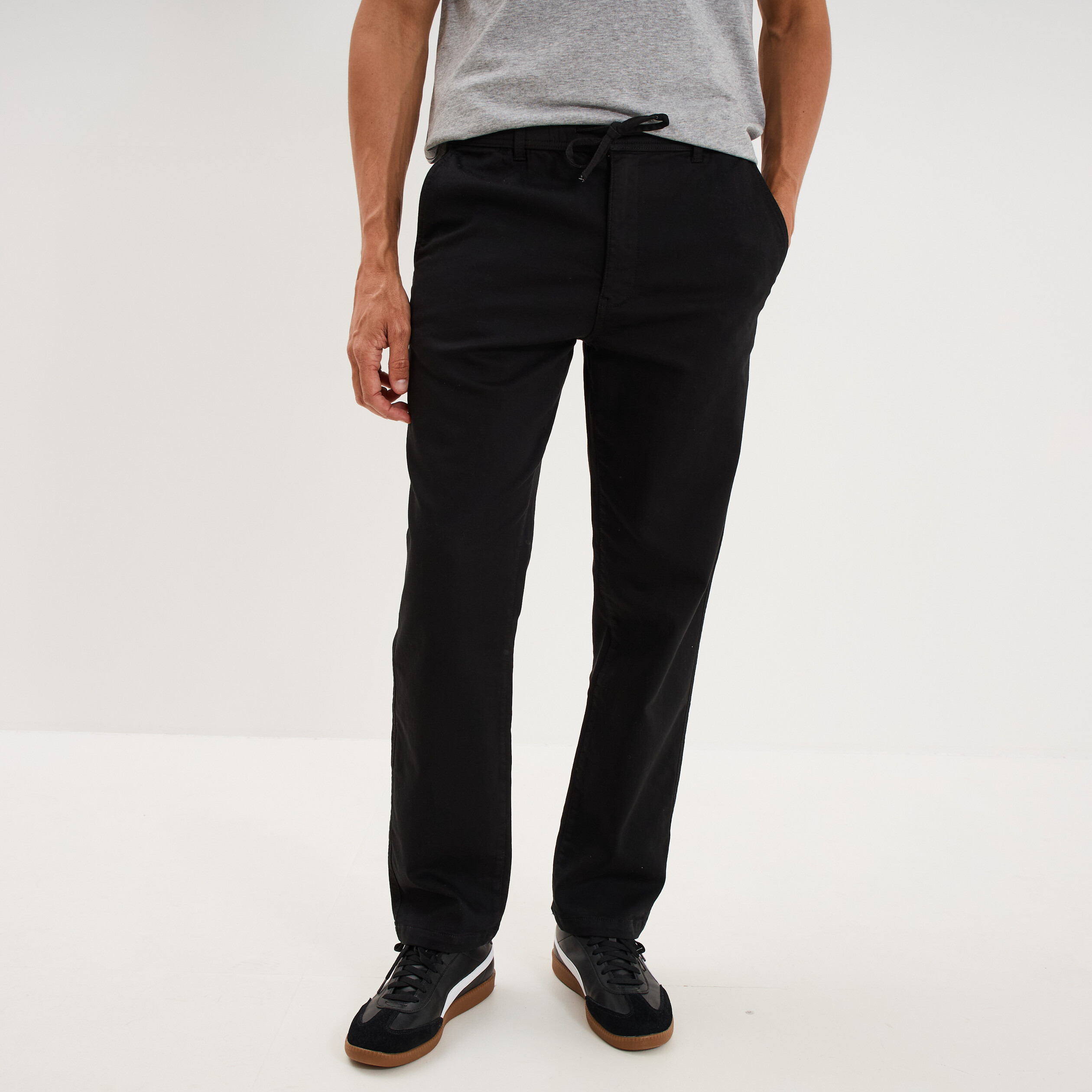 Pantalon chino droit confort noir homme